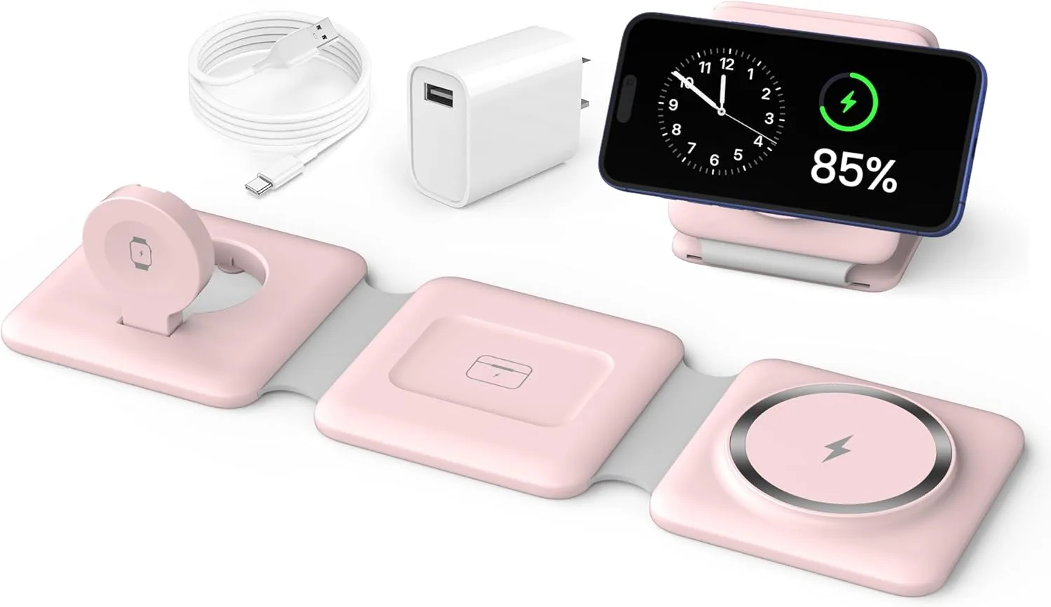 Estación de carga 3 en 1 plegable magnética Iseyyox para Apple iPhone 17 a 12, Apple Watch y AirPods