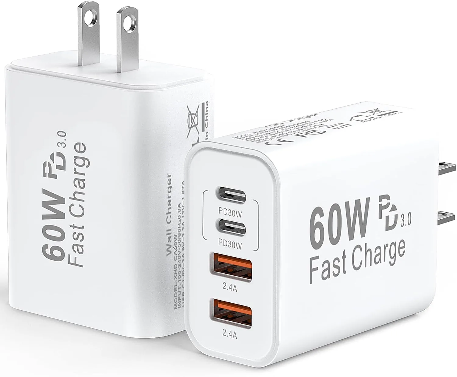 USB C Wall Charger Block, 60W USB Type C iPhone Charger Fast Charging Block