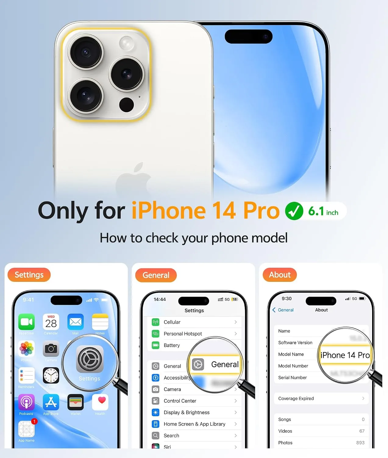 FNTCASE for iPhone 14 Pro Case, Compatible with Magsafe, Screen Protector