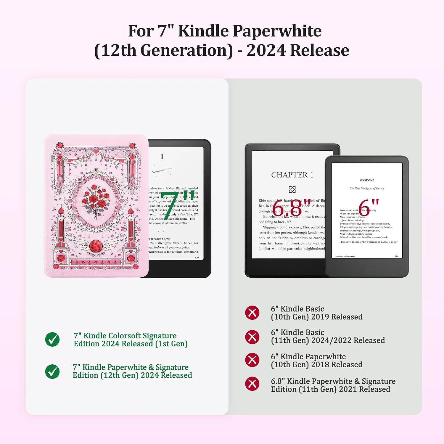 SESENSE Magnetic Case for 7'' Kindle Paperwhite 12th Gen 2024 & Colorsoft