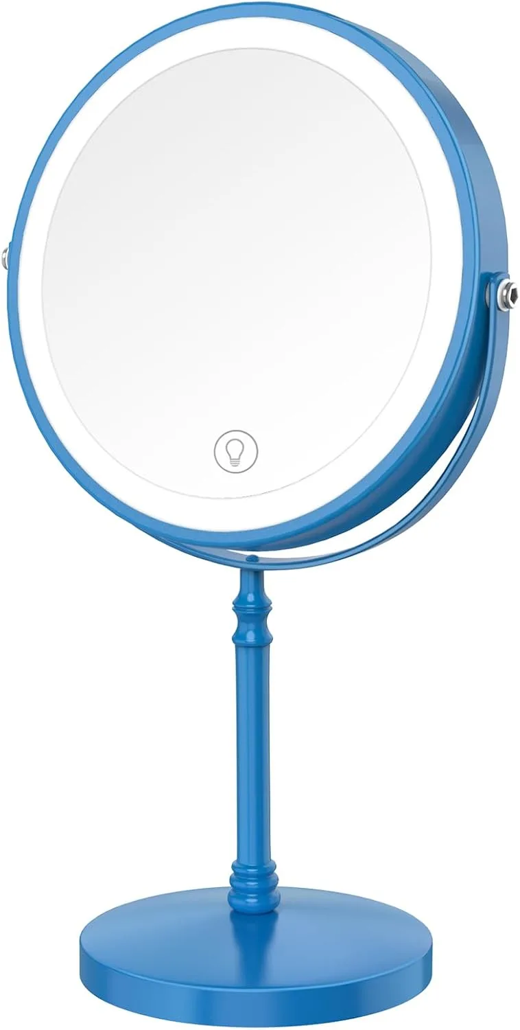 DEIOVWXS Makeup Mirror, Rechargeable Vanity Mirror with 3 Lights, 1X/10X