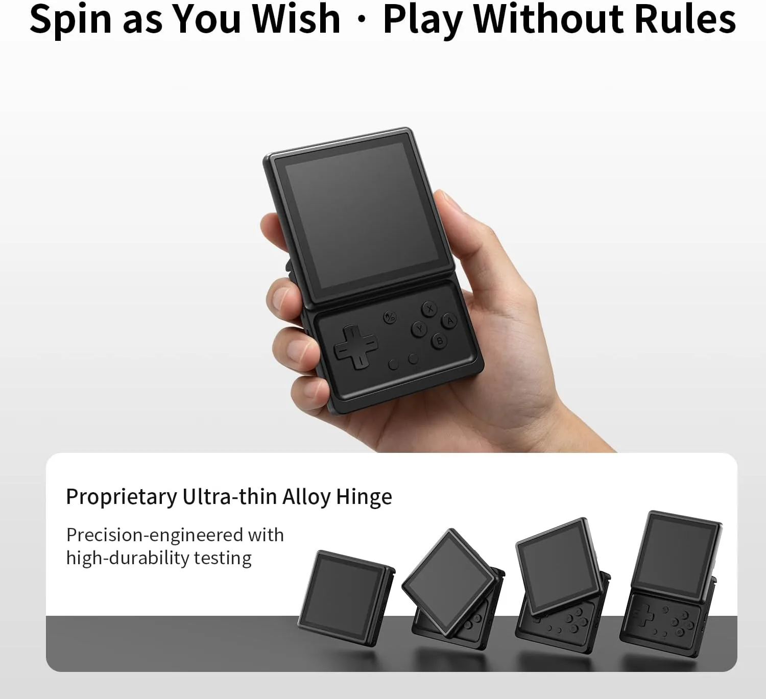 RG Rotate Retro Handheld Game Console, 3.5" Swivel Screen Android Portable Player, Unisoc T618 Chip 3GB+32GB, 2000mAh Battery, Aluminum Alloy + Plastic (Anbernic RG Rotate-Polar Black-NEW)