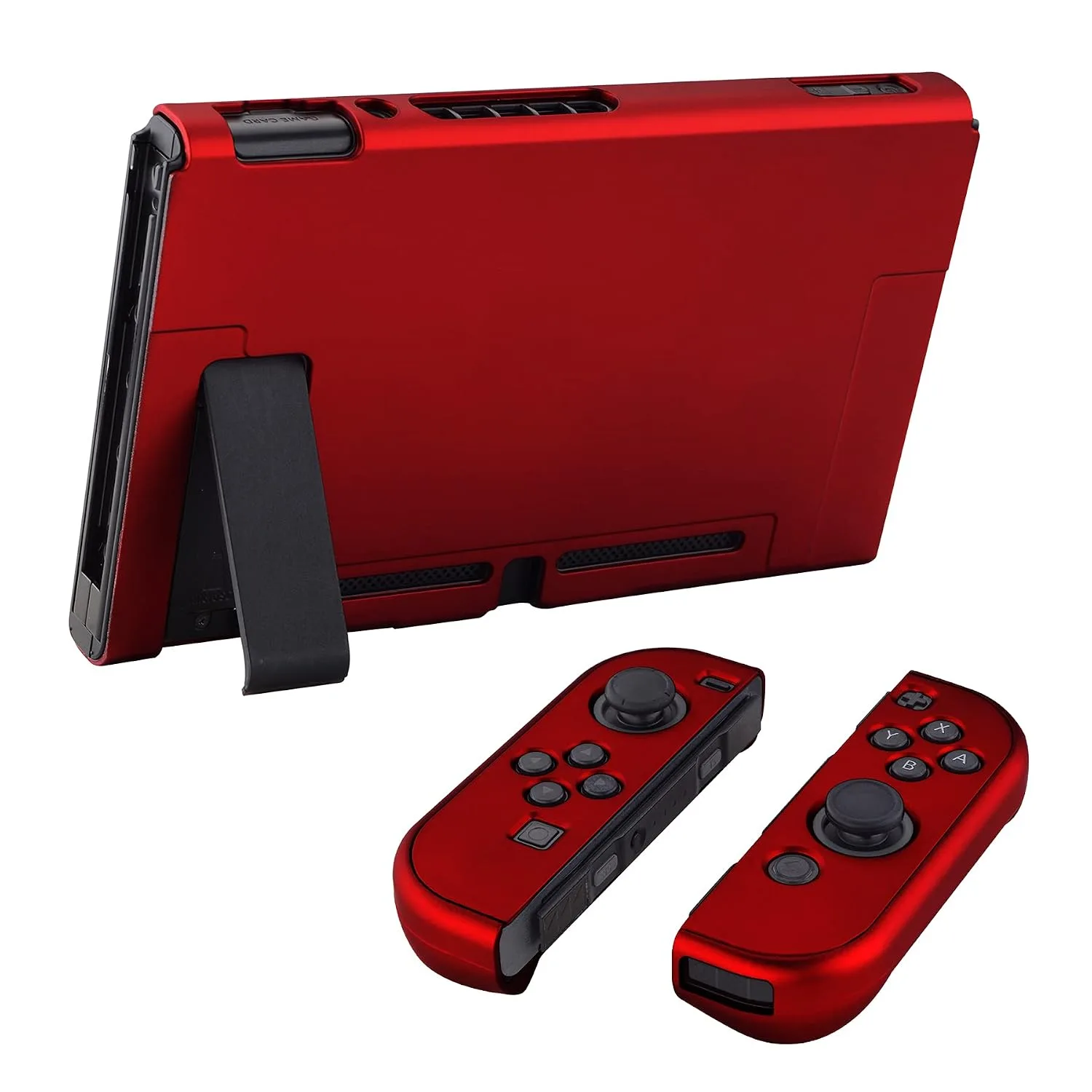 eXtremeRate PlayVital Back Cover for Nintendo Switch Console, NS Joycon Handheld Controller Separable Protector Hard Shell,Dockable Protective Case for Nintendo Switch - Scarlet Red (NOT for Switch 2)