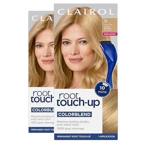 Clairol Root Touch Up Permanent Hair Dye, 9 Light Blonde, Pack of 2
