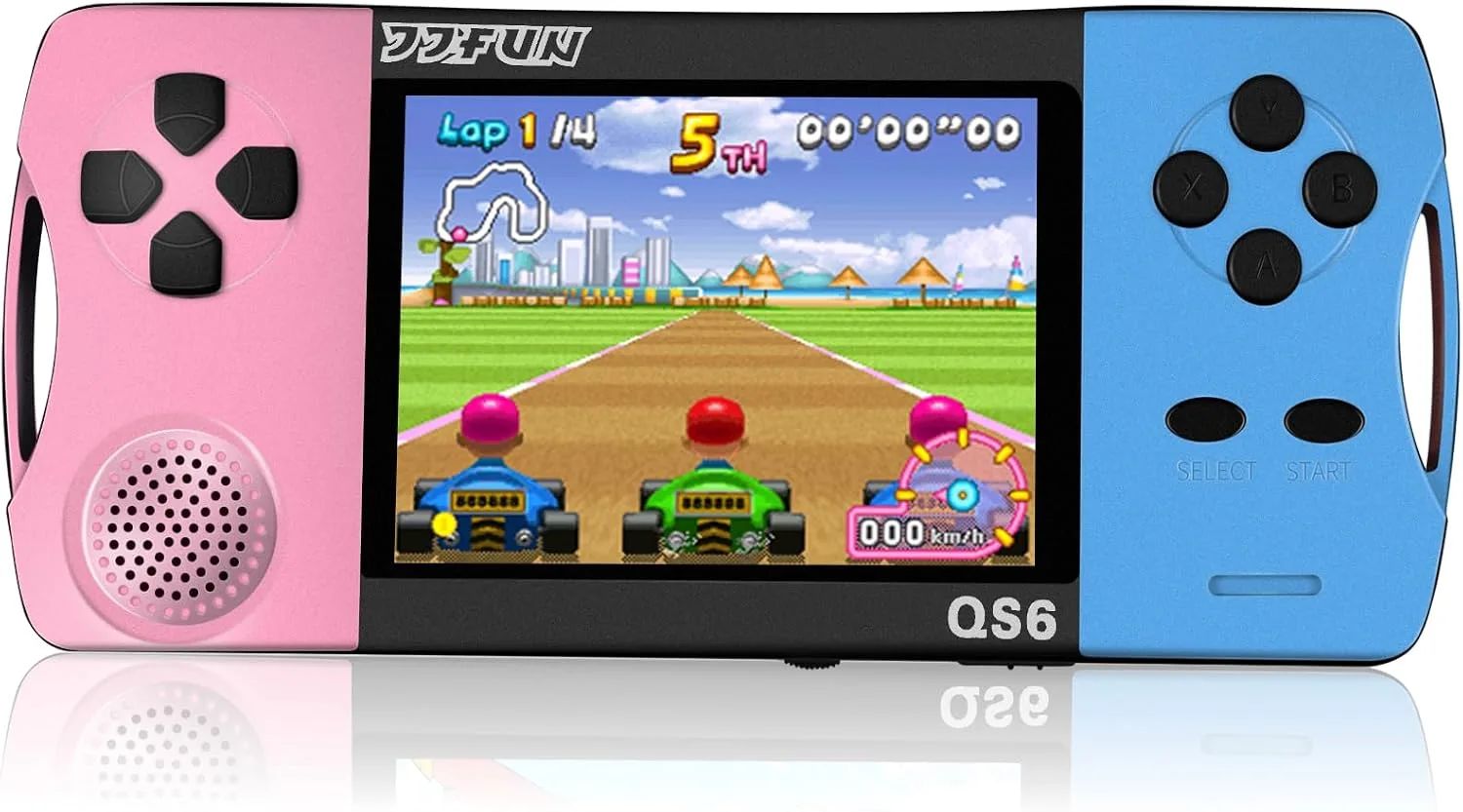 Handheld Game Console for Girls, 216 Retro Games Built-in, 3.5'' HD IPS Screen, Rechargeable Mini Portable Video Game Player for Travel & Car Trips, Gift for Kids-Pink Blue