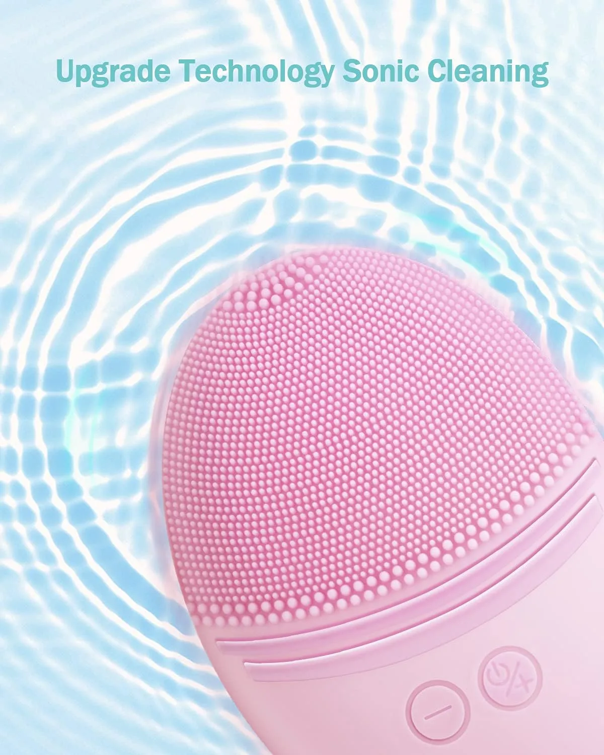 EZBASICS Silicone Facial Cleansing Brush, IPX7 Waterproof, Pink