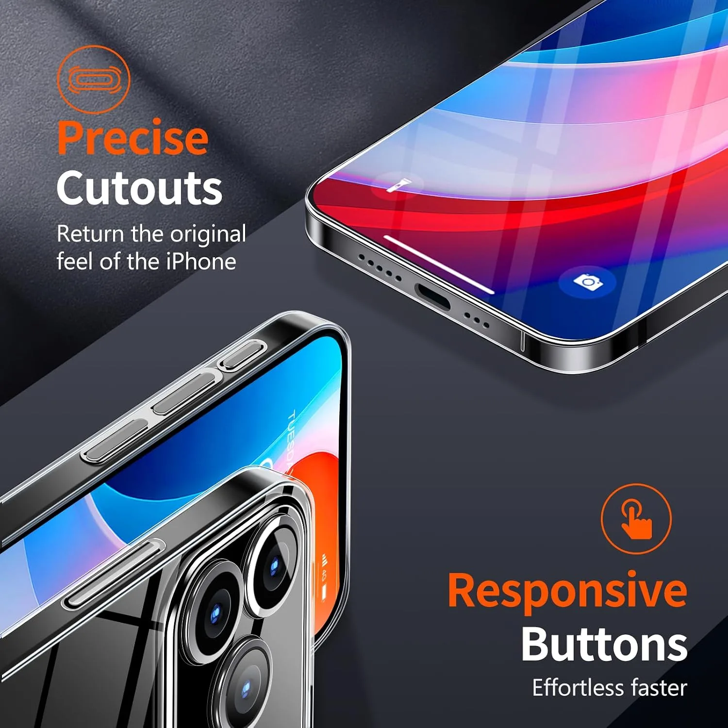 for iPhone 18 Pro Slim Case,Paper-Thin Transparent Finish Skin Back Case [Non Yellowing] Ultra Protective Cover with Camera Protection 6.3 Inch (Clear)