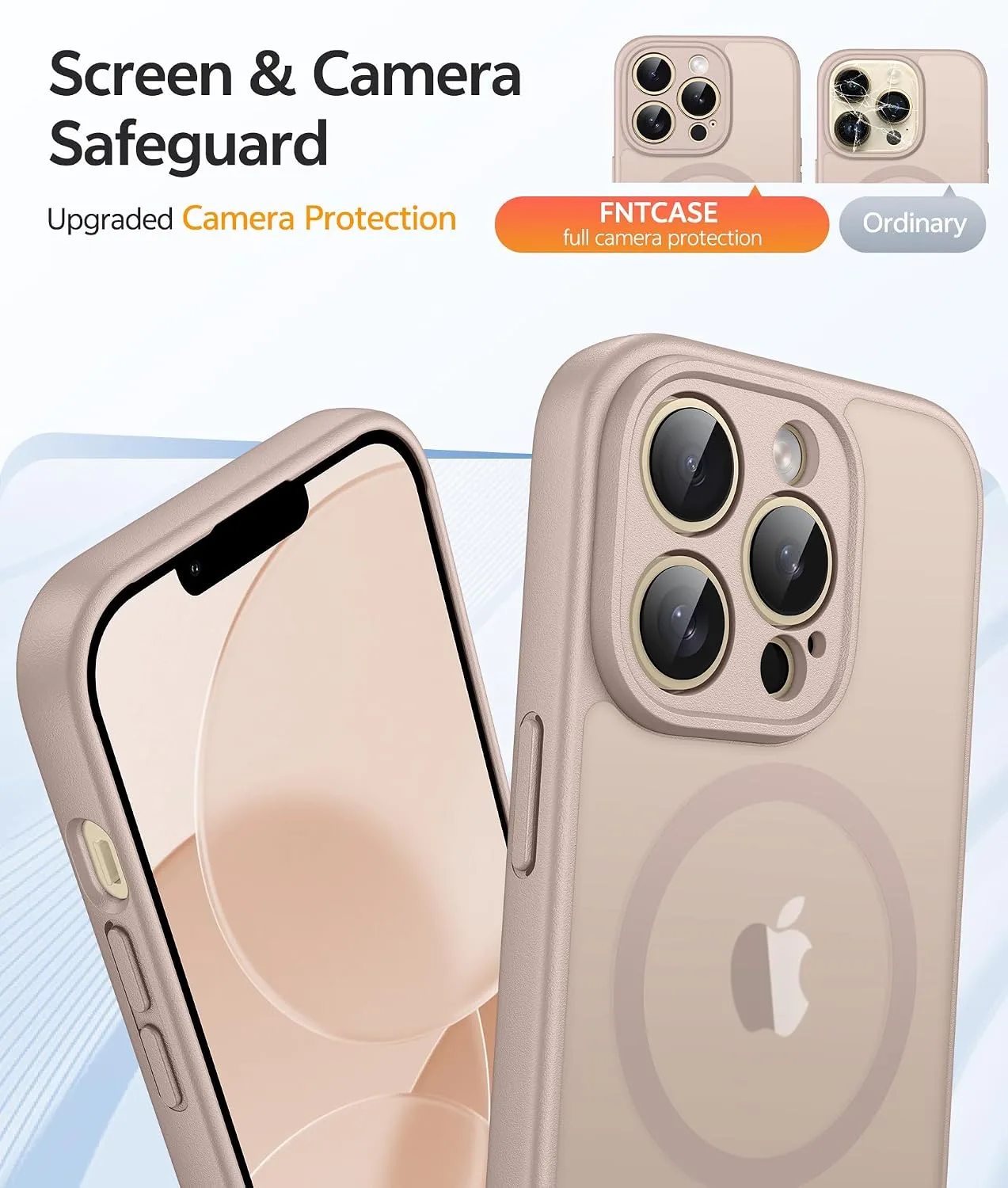 FNTCASE for iPhone 13 Pro Max Case, Fit for Magsafe, Desert Gold