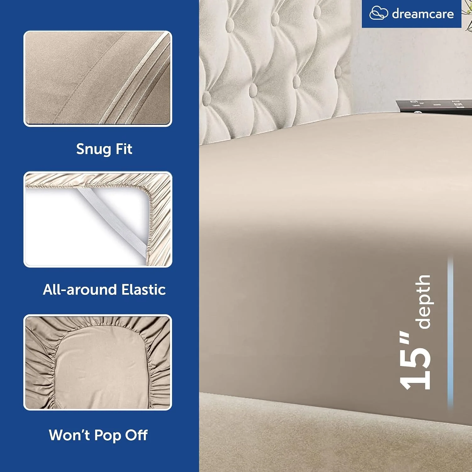DREAMCARE King Size Sheets Set - 6 pcs Breathable Cooling Sheets King Size