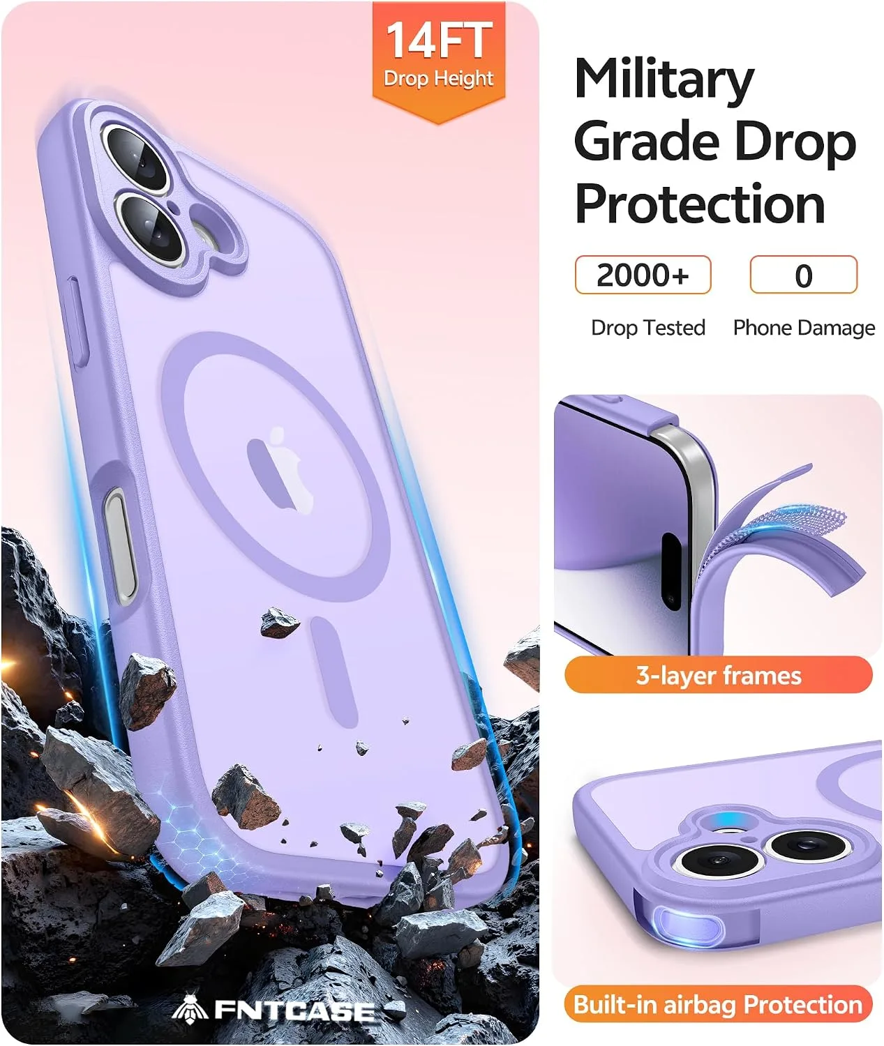 FNTCASE for iPhone 17 Case, Fit for Magsafe, Light Purple