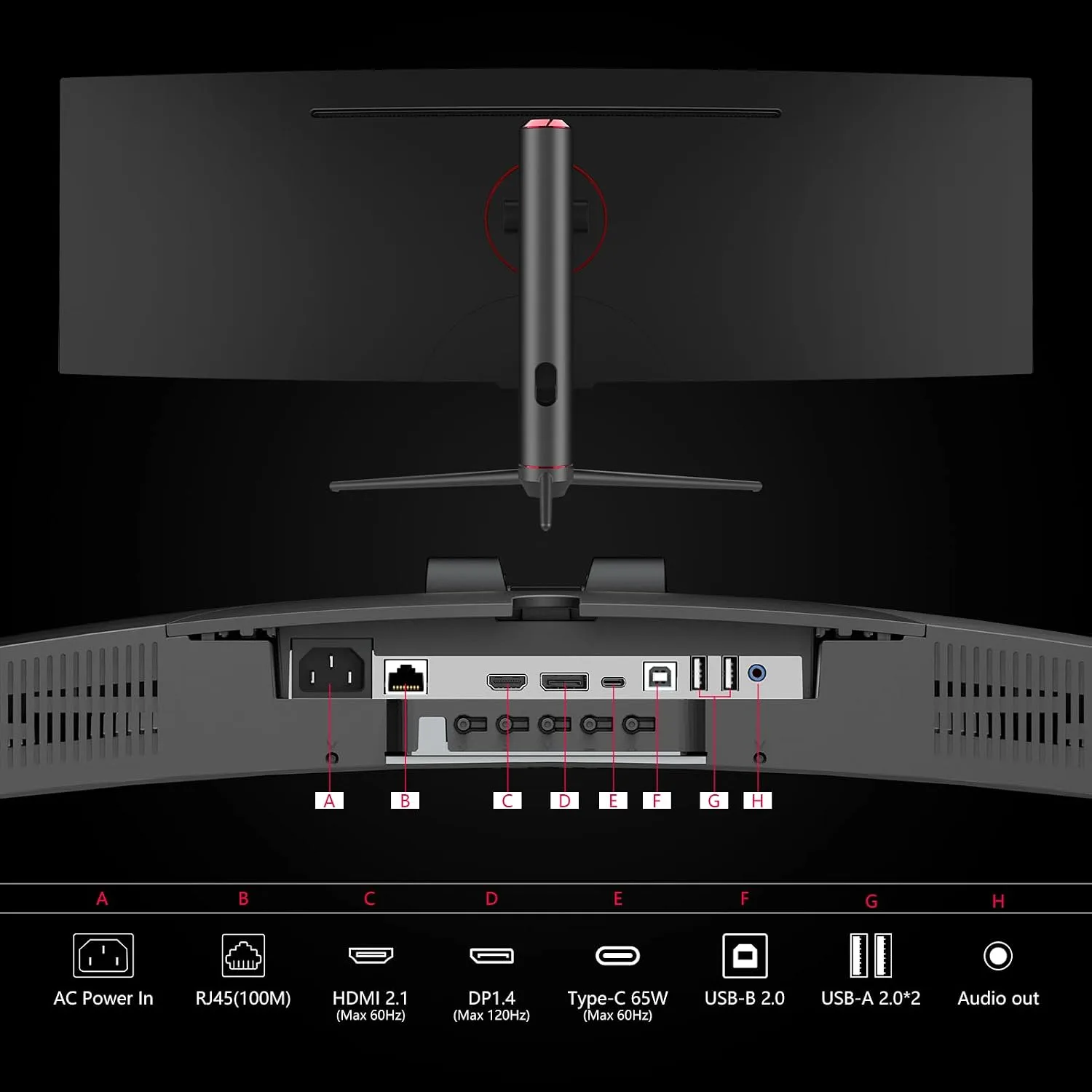 INNOCN 49" Curved Monitor Ultrawide Gaming 5K2K 120Hz 32:9 QHD 5120 x 1440P Computer Monitor, R1800, 99% sRGB, HDR400, USB Type C, DisplayPort, HDMI, Built-in Speakers, Height/Tilt Adjustable - 49C1R