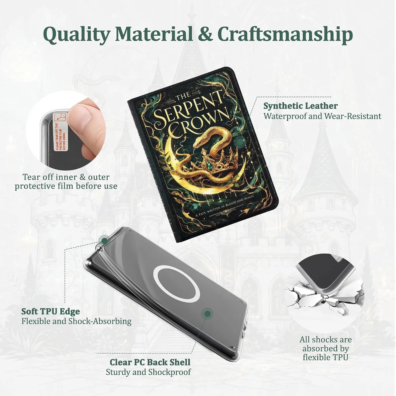 Magnetic Book Cover Case for 7'' Kindle Paperwhite & Colorsoft