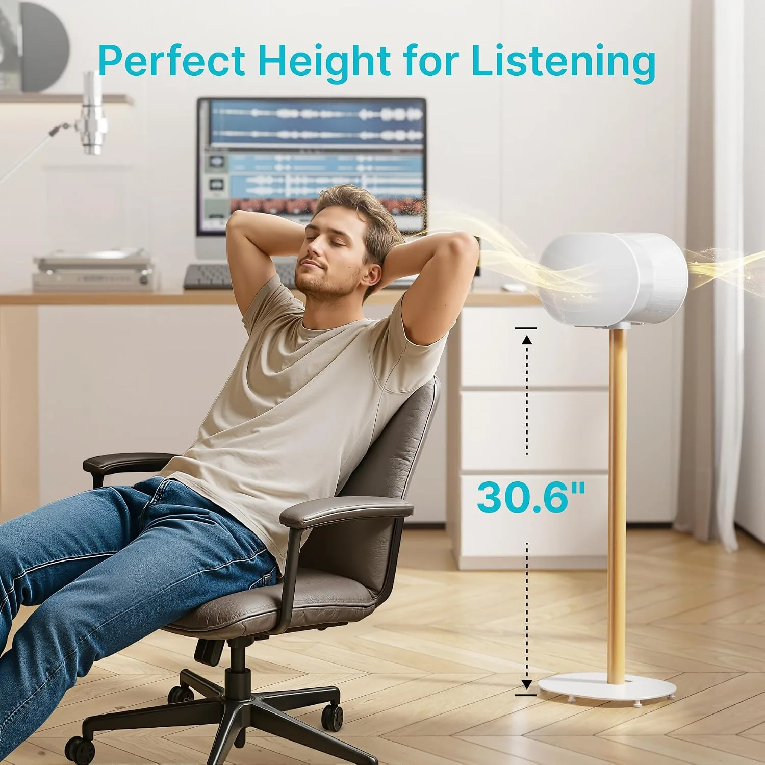 30.6" Speaker Stands Pair for SONOS Era 100 and Era 300,White