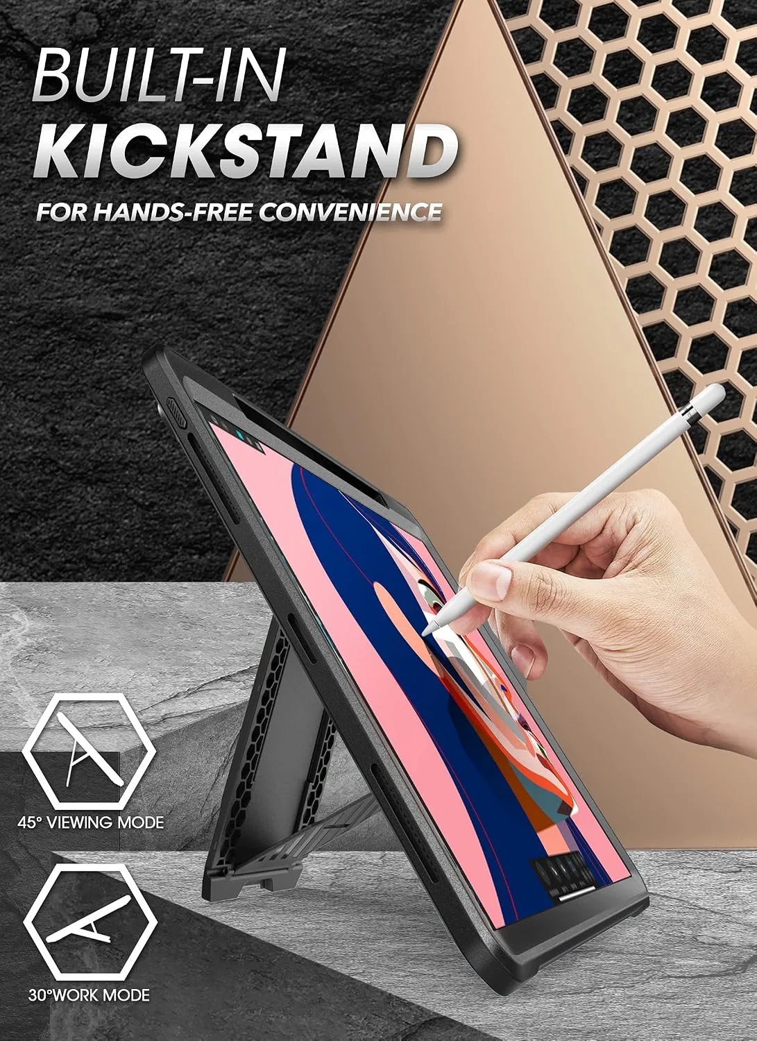 SUPCASE for iPad Pro 12.9 inch Case 2022/2021/2020 with Pencil Holder Black