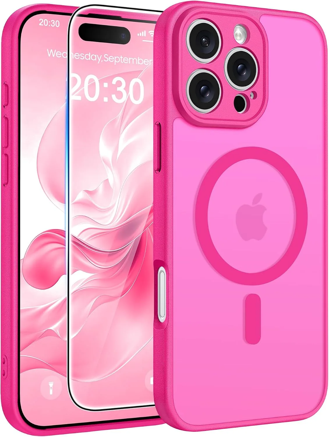 FNTCASE for iPhone 16 Pro Max Case Fit for MagSafe Hot Pink