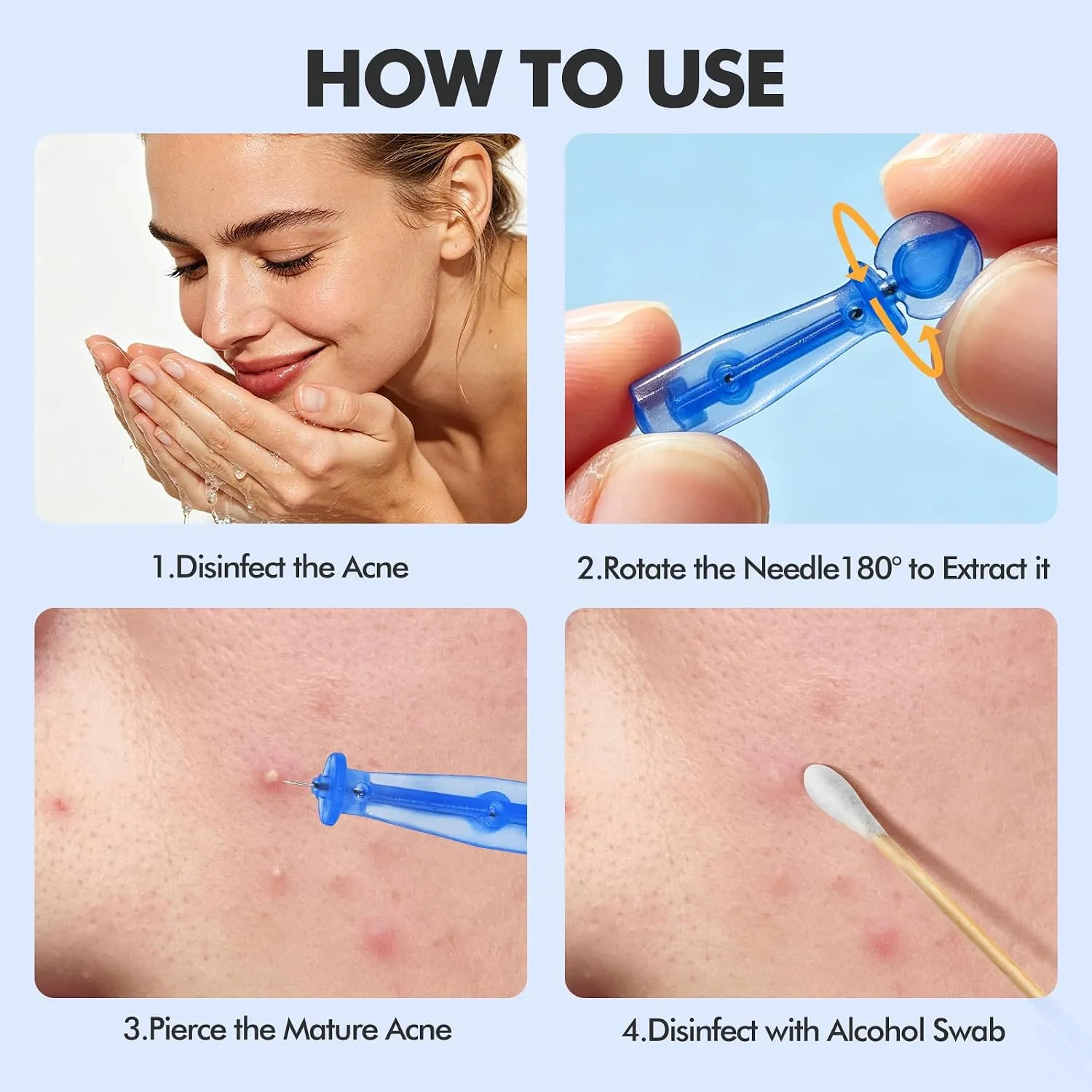 Professional 100 PCS Disposable Blackhead and Blemish Remover Tools