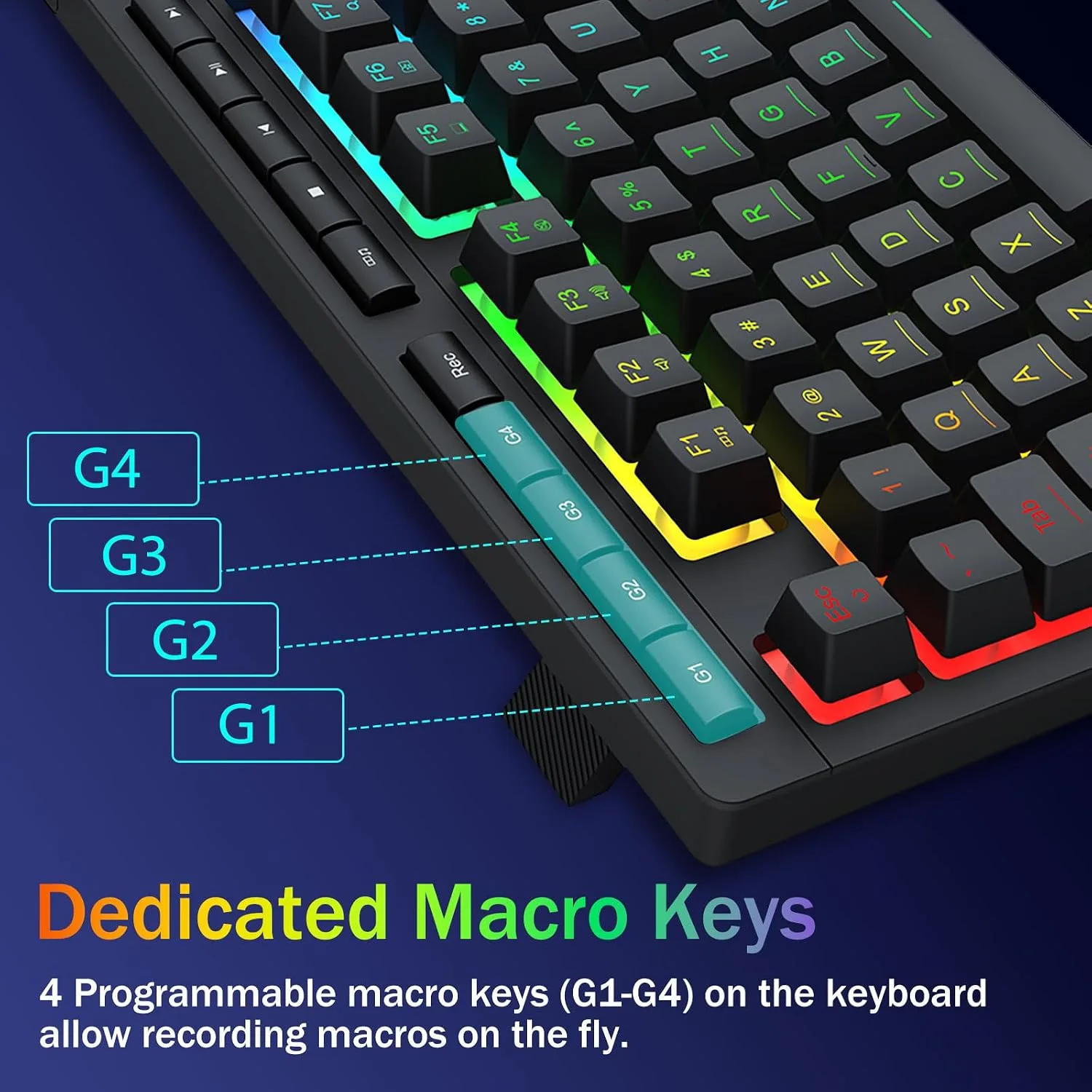 Redragon K524 75% Wired Gaming Keyboard, RGB Backlit, Whisper-Quiet, Black
