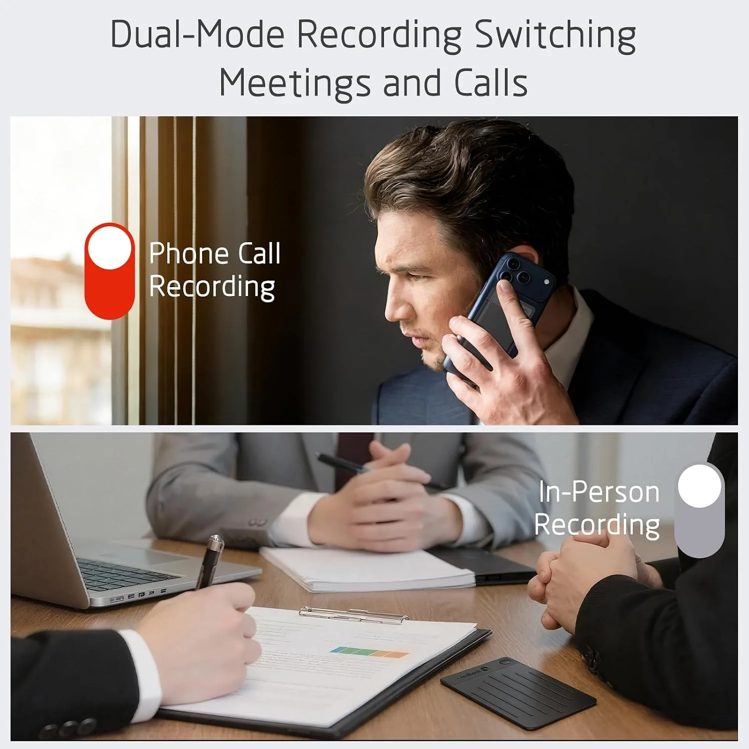 AI Voice Recorder, Free Lifetime Transcribe & Summarize, AI Note Taking Device with Case, Audio Recorder for Meetings & Calls, Lectures, Support 120 Languages (Black)