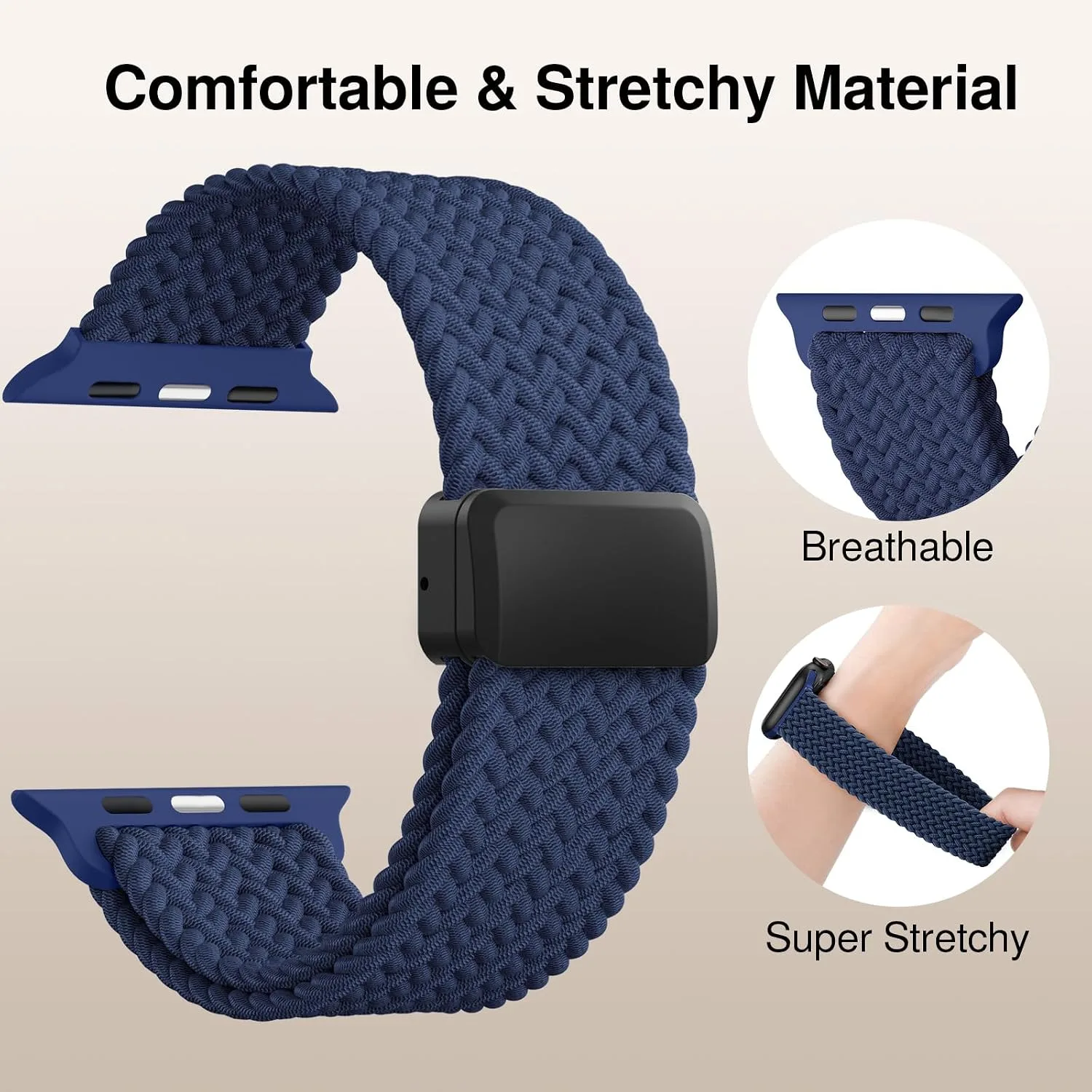 Braided Stretchy Magnetic Sport Band for Apple Watch Bands for Women Men