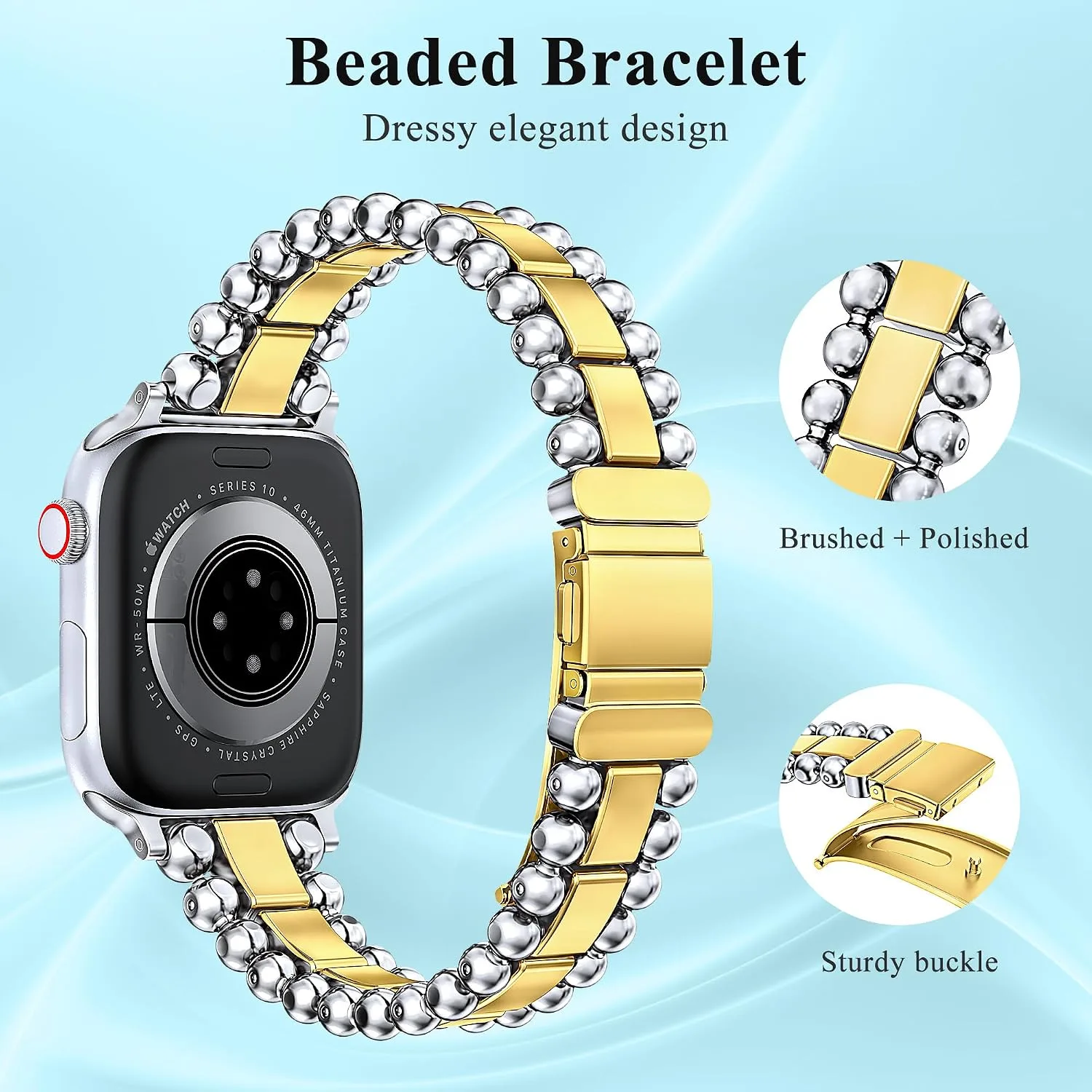 TOYOUTHS Dressy Metal Beaded Bracelet for Apple Watch Bands Women