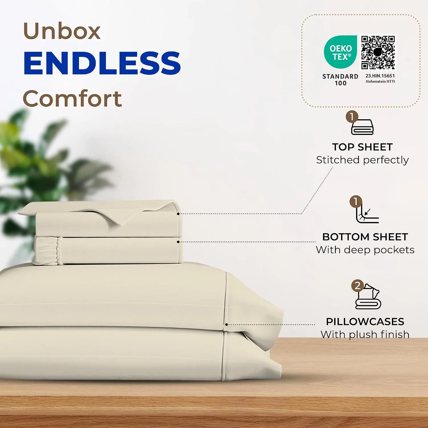 THREAD SPREAD Egyptian Cotton Sheets King Size - Luxury 600 Series King Size Sheets Set (4 PC, Ivory), 16" Deep Pocket All Around Elastic, Soft, Cooling, Sateen Weave, Durable Hotel Bed Sheet Sets