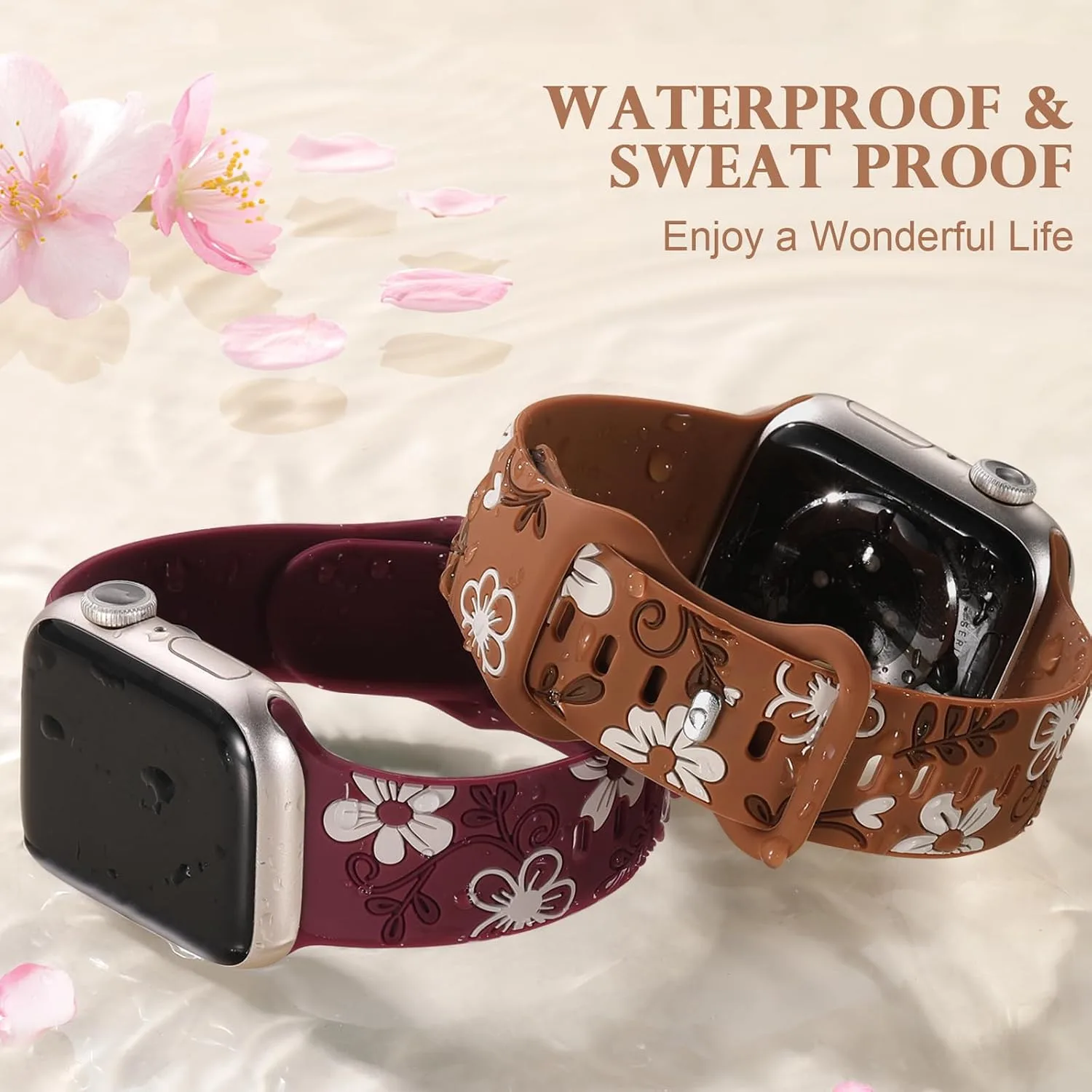 Witzon Floral Silicone Band Compatible with Apple Watch Bands For Women