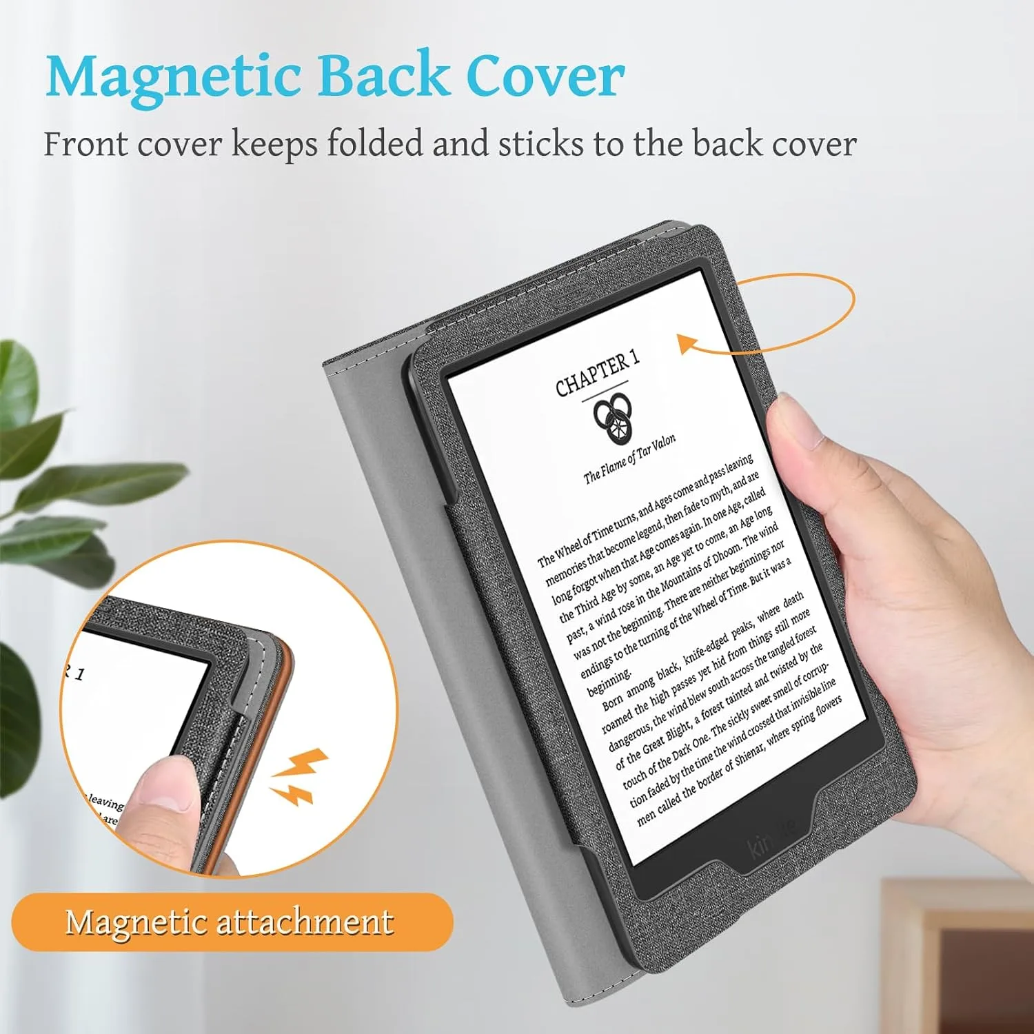 Fintie Stand Case for 6" Kindle 11th Generation 2024/2022, Gray/Brown