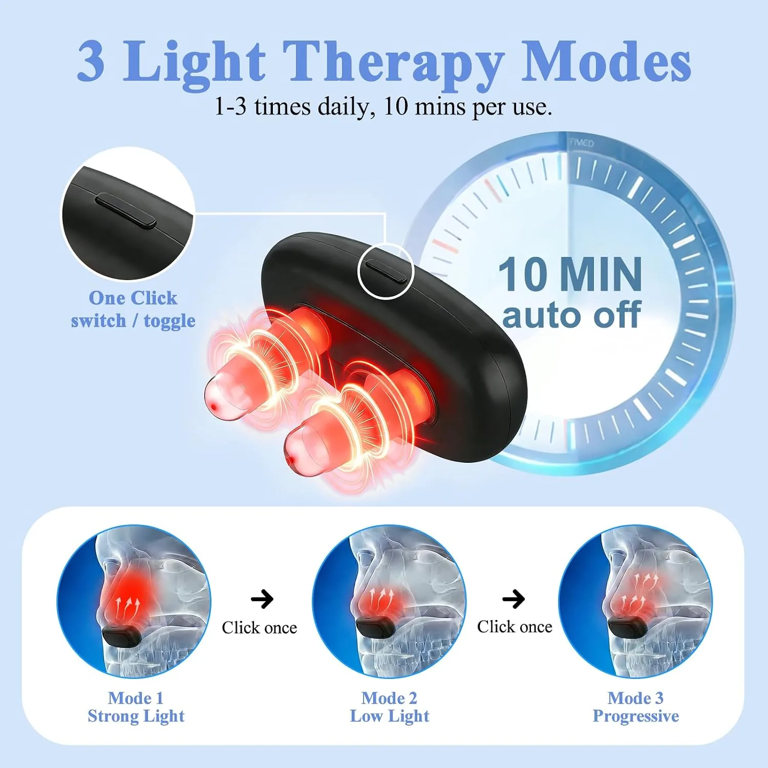Red Light Nose Care Device, Lightweight, Black, 1PCS