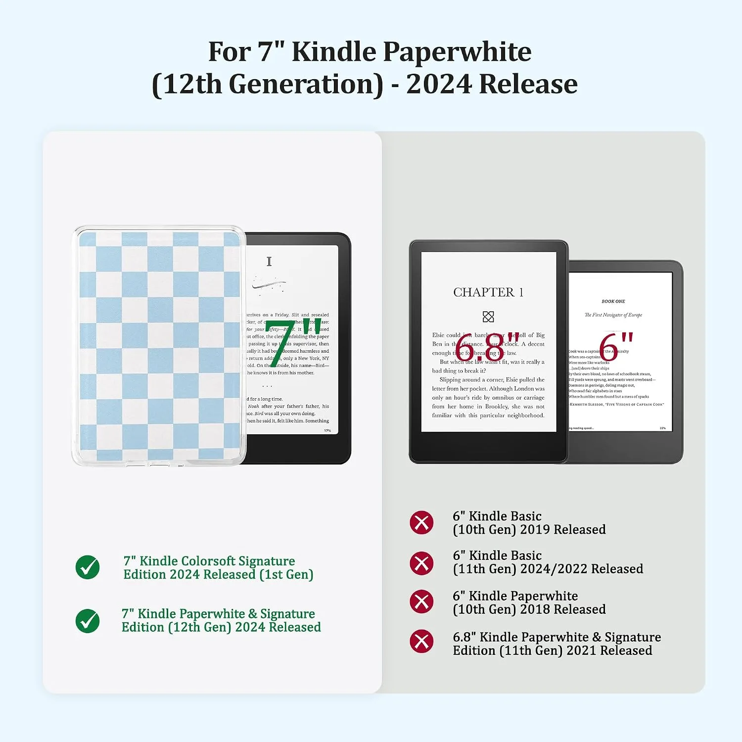 Back Panel Case for 7'' Kindle Paperwhite 12th Gen & Colorsoft