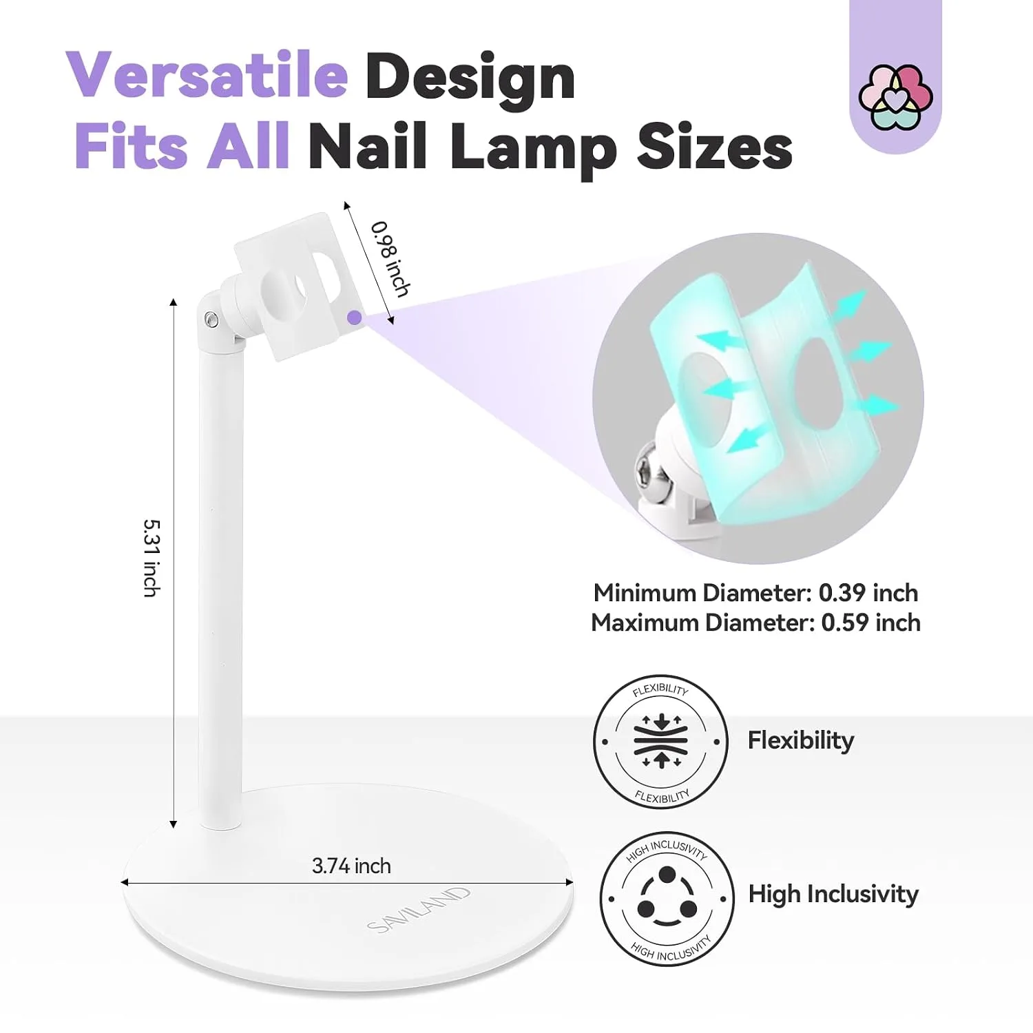 SAVILAND 360° Adjustable Magnetic U V Nail Lamp Stand for Handheld Light