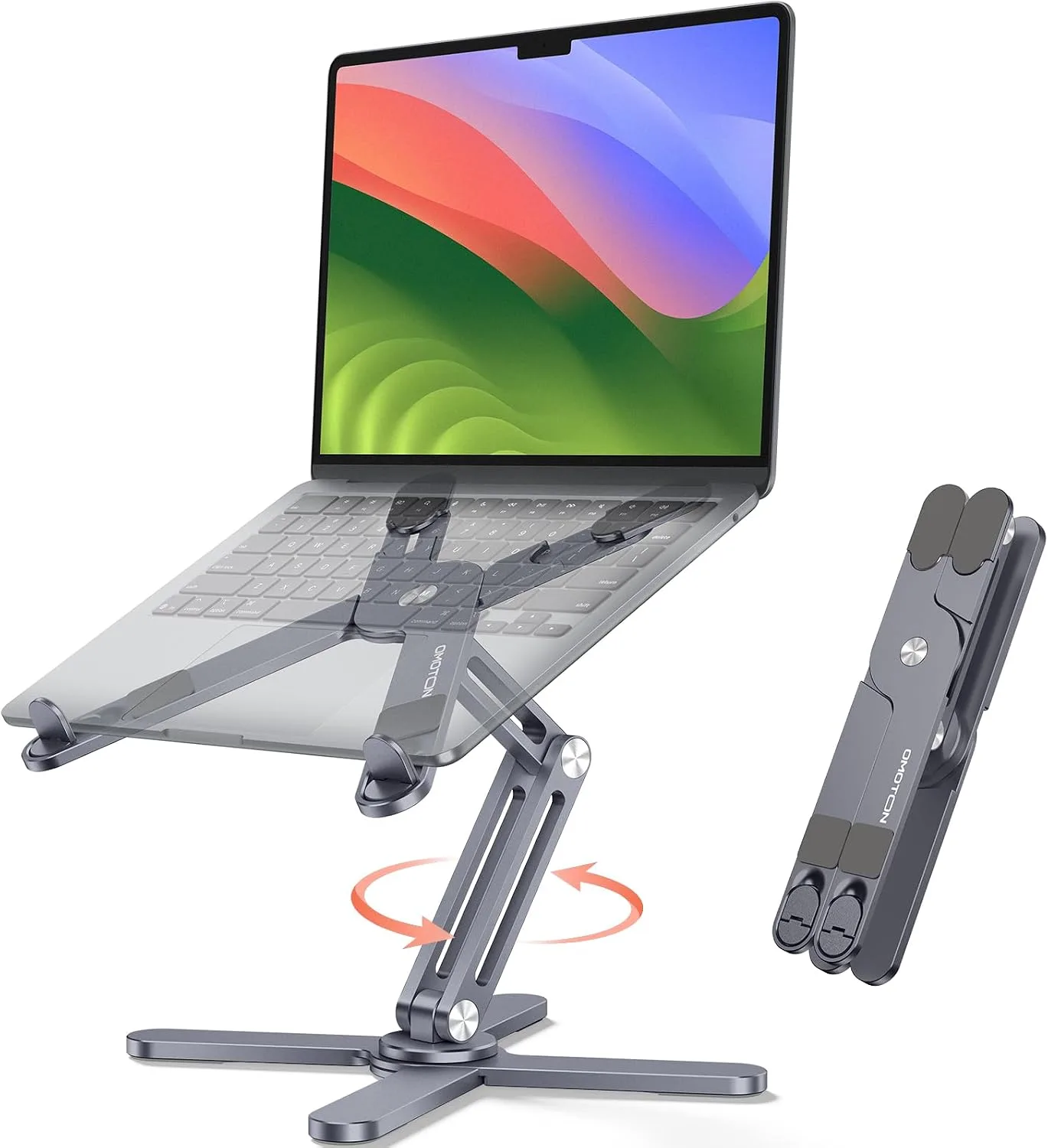 OMOTON LA10 360° Rotating Laptop Stand Riser Foldable for Desk, Space Grey