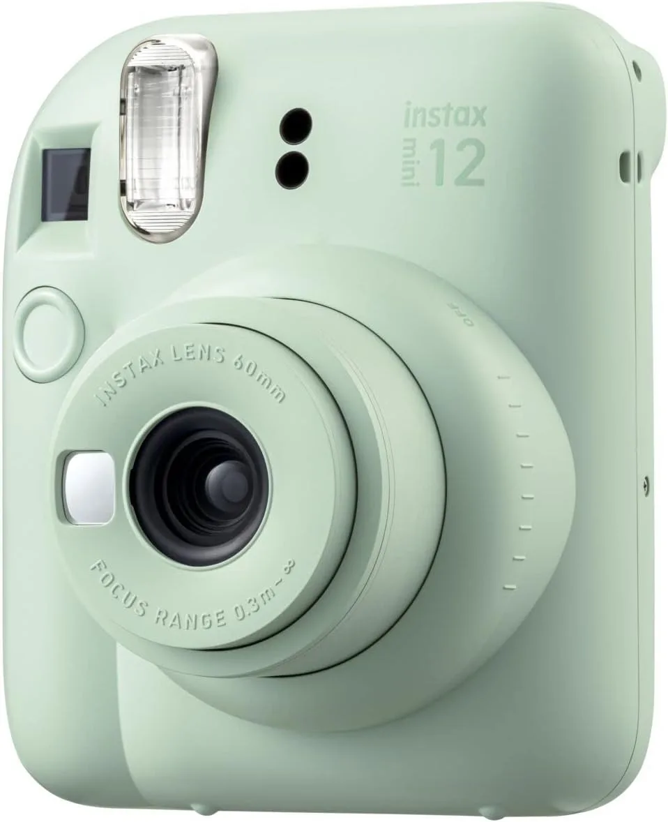 Fujifilm Instax MiniI 12 Instant Film Camera Mint Green, Fujifilm Instax Mini Twin Pack Instant Film 20 Prints, Prtotective Case, Gift Bundle