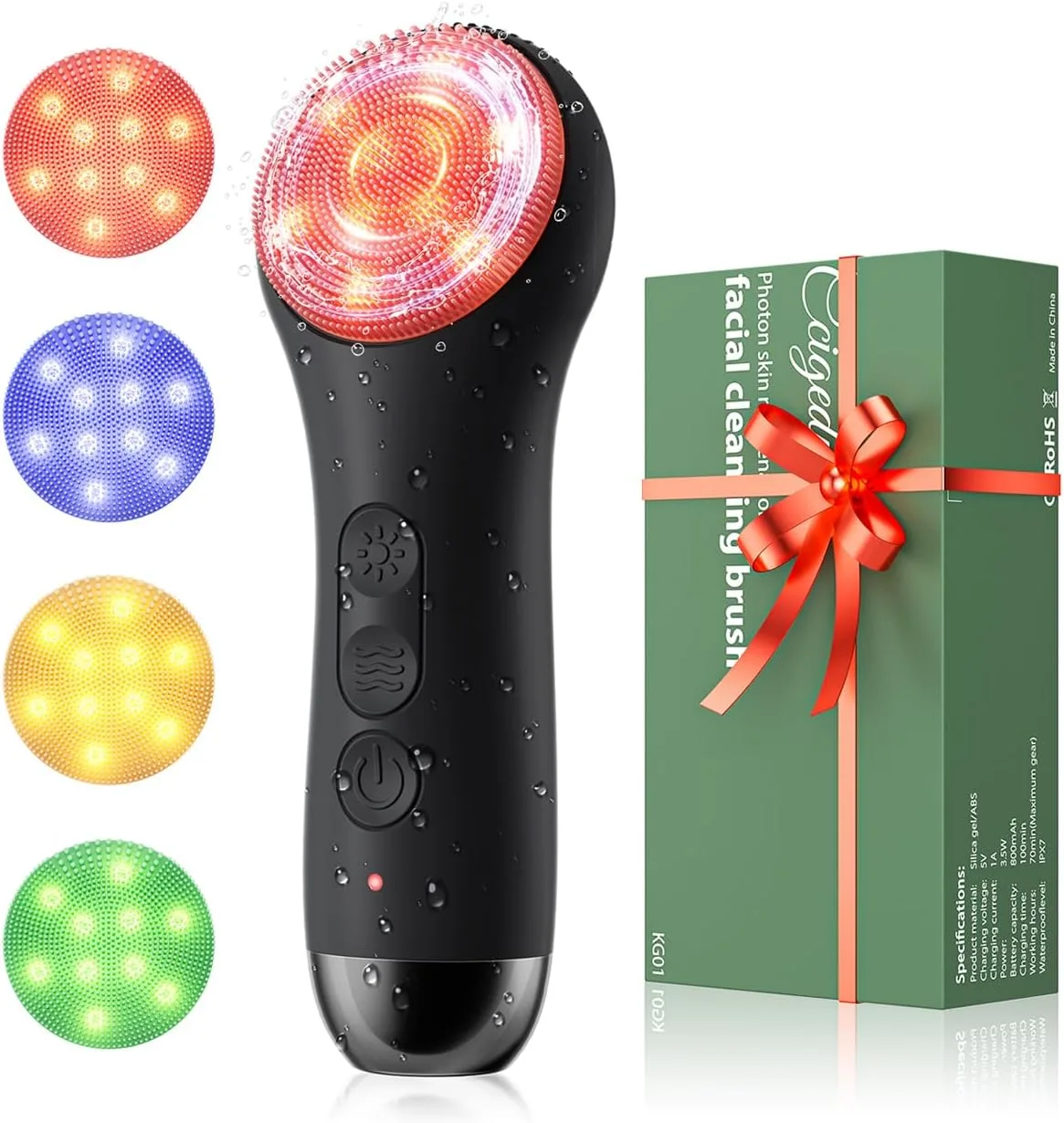 Ccigedy Rechargeable Face Scrubber, Electric Facial Cleansing Brush (Black)