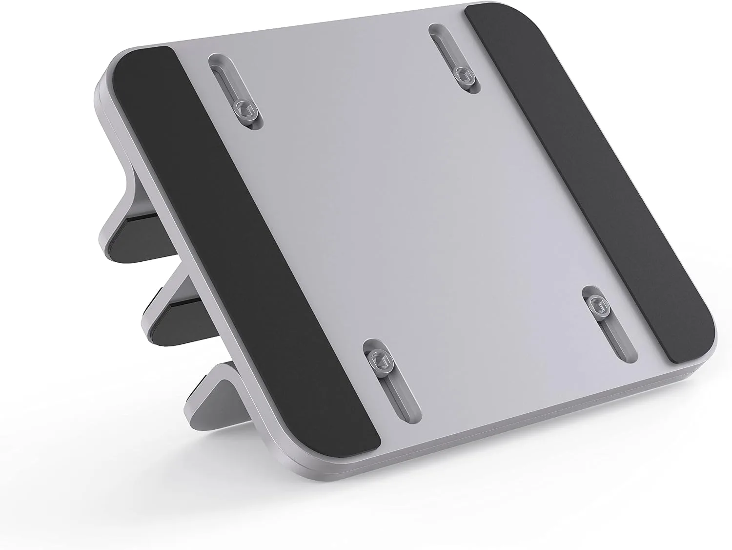 JOKItech Double Aluminum Laptop Vertical Stand Organizer, Sturdy Notebook Computer Holder Stand Compatible with New Liquid Retina XDR Apple MacBook Air/Pro/Neo, Mac mini, Apple TV & iPad Pro - Silver