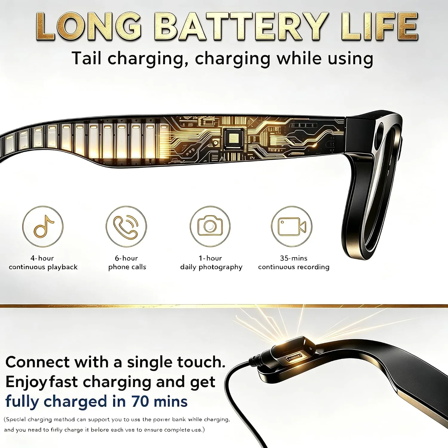 AI Smart Glasses with Camera, 8MP HD Bluetooth Camera Glasses for Women&Men
