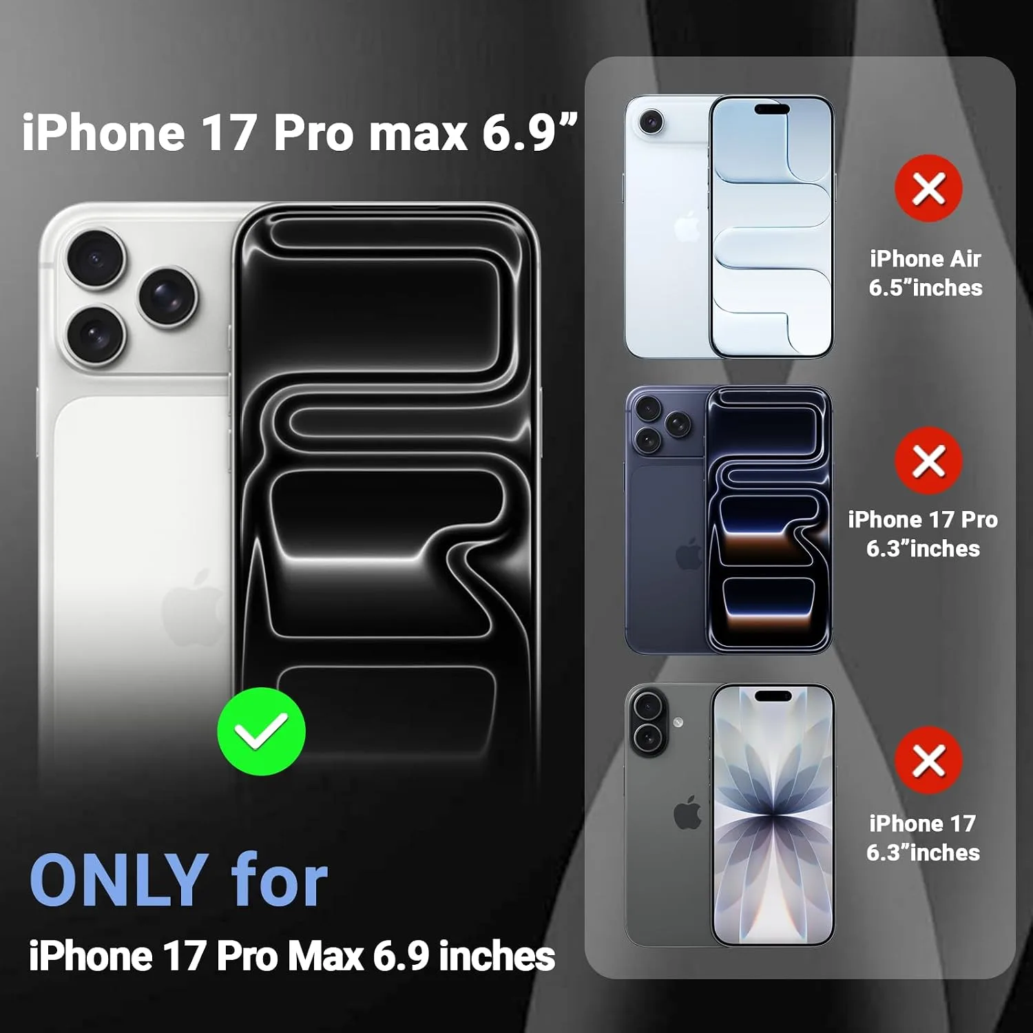 Temdan for iPhone 18 Pro Max Case/iPhone 17 Pro Max Case, Clear Black