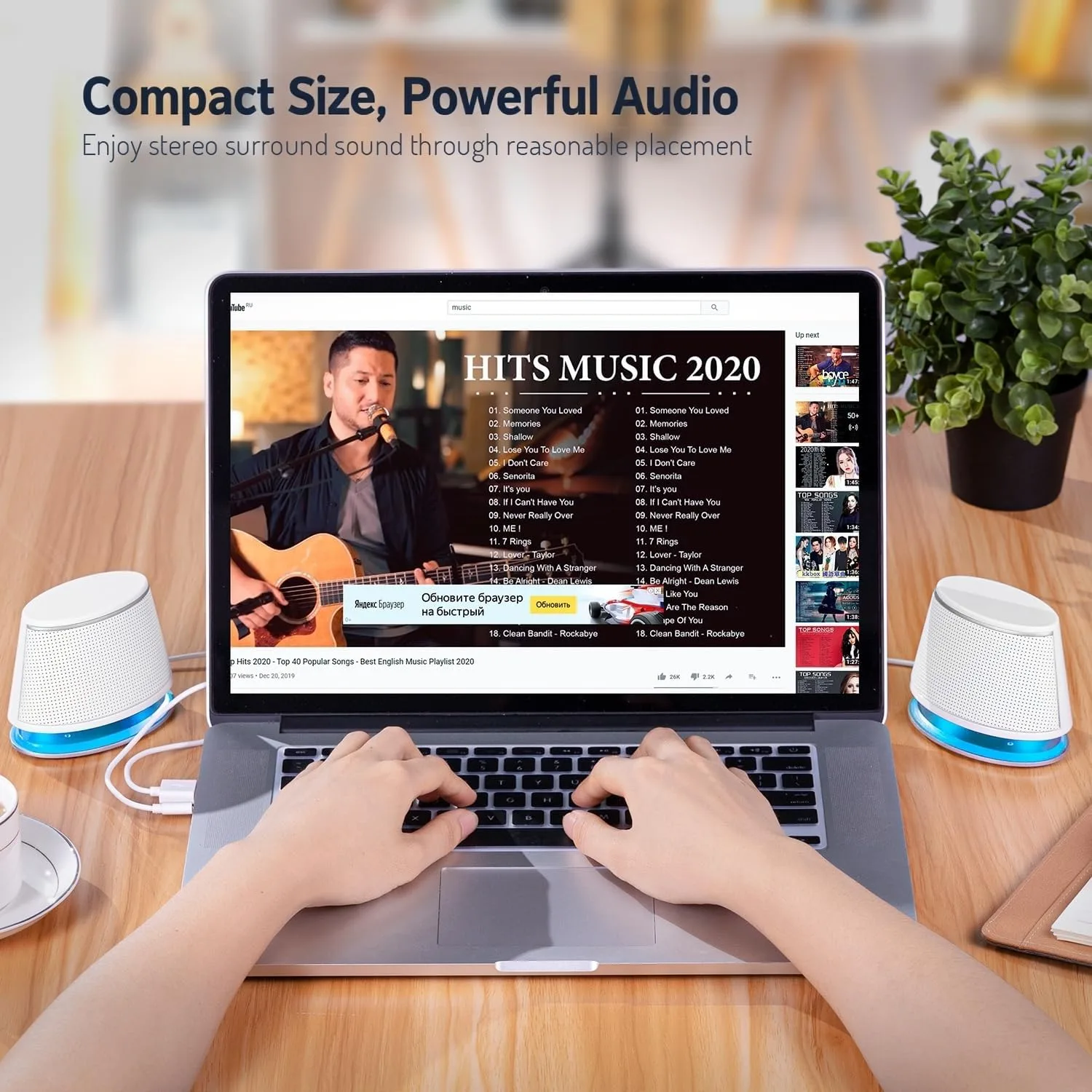 Sanyun SW102 Computer Speakers for Desktop PC Laptop, 2.0 USB Powered