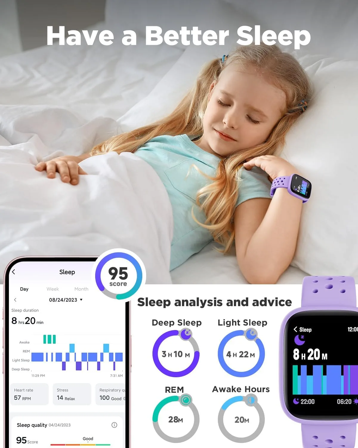 BIGGERFIVE Kids Smart Watch No Phone Needed, 1.8" Fitness Tracker Watch