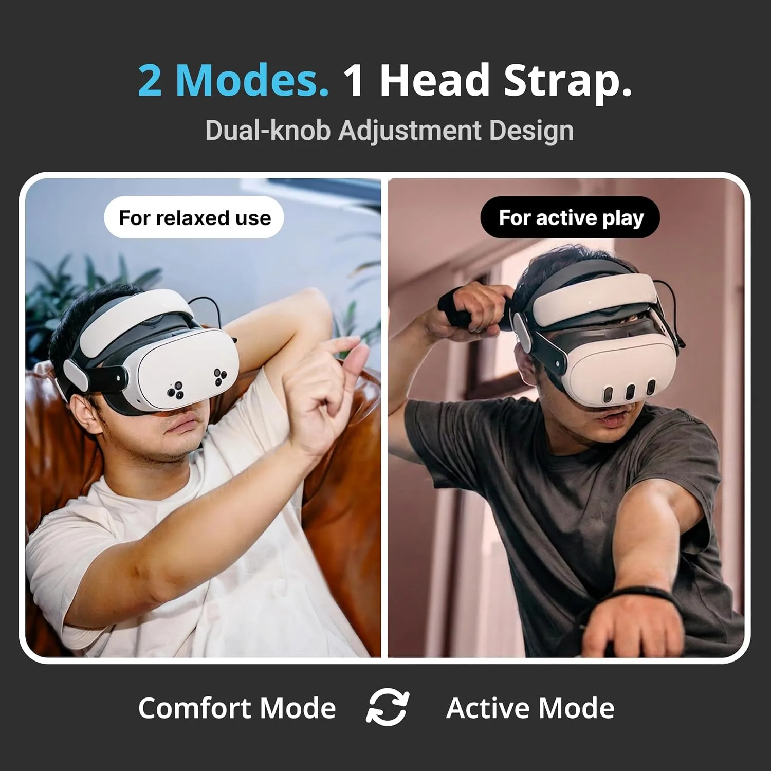BOBOVR M3 Head Strap Compatible with Quest 3/3S, Dual-Mode VR Strap with Halo and Elite Fit Modes, Front and Rear Adjustment Knobs, Reduced Face Pressure, Stable Fit for Active Games