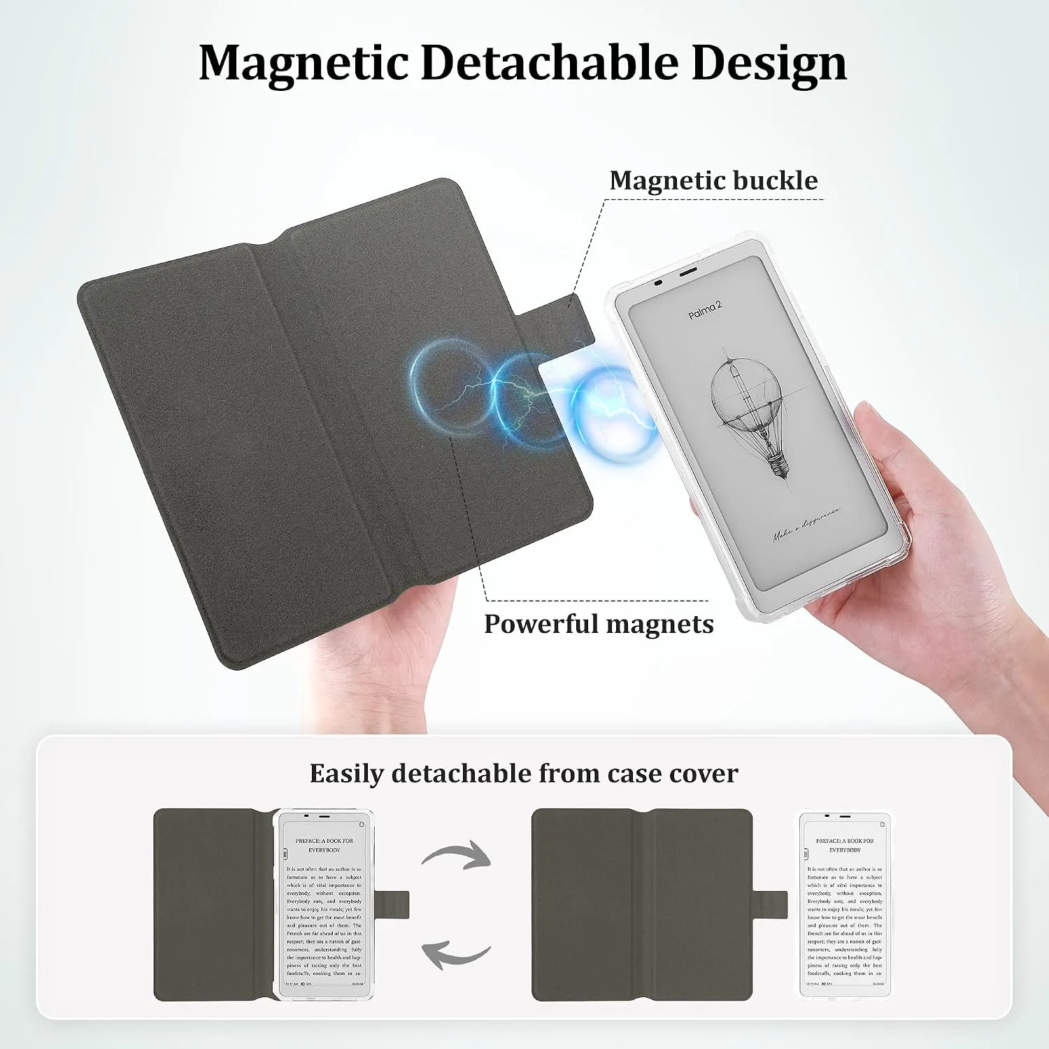 2in1 Case for Onyx BOOX Palma 2 Magnetic Detachable Folio Cover