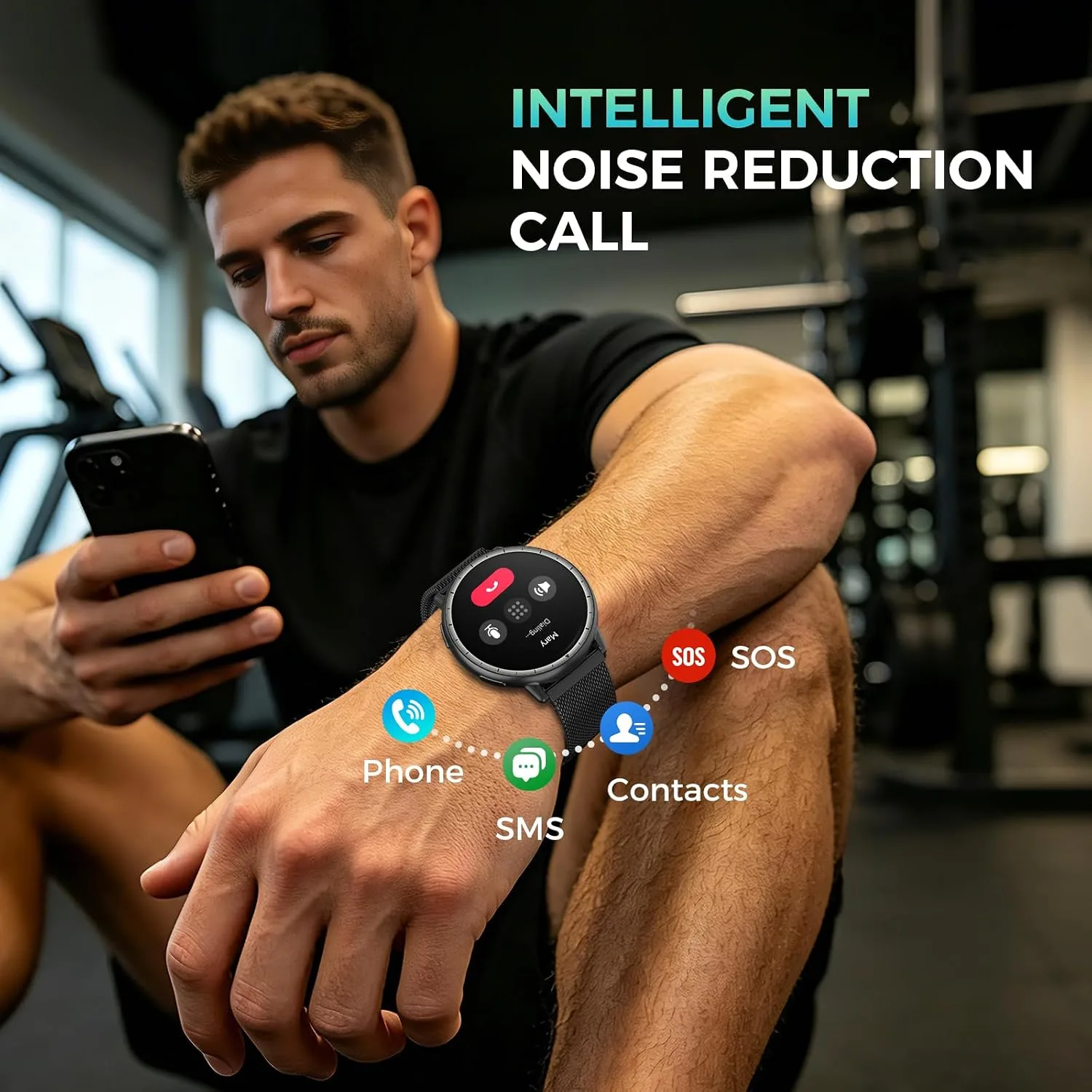 EGQINR GPS Smart Watch for Men Women, 1.32" AMOLED, 5ATM Fitness Tracker