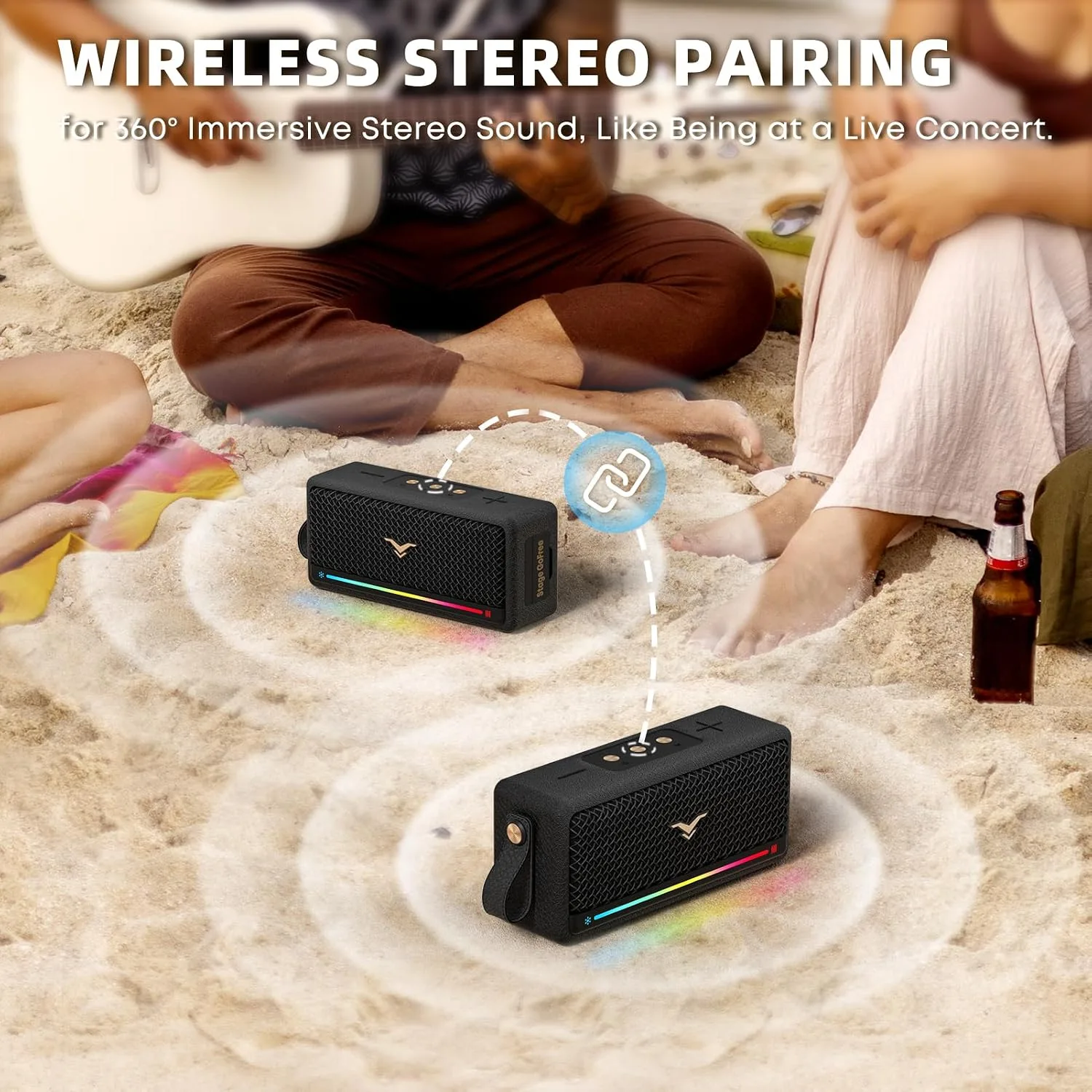 Portable Bluetooth Speakers 40W, IP67 Waterproof Wireless Rugged Speaker with Active Extra Bass, AUX/USB Input, Bluetooth 5.3, Dual Pairing, 12H Playtime for Outdoor, Beach, Travel, Home & Garage