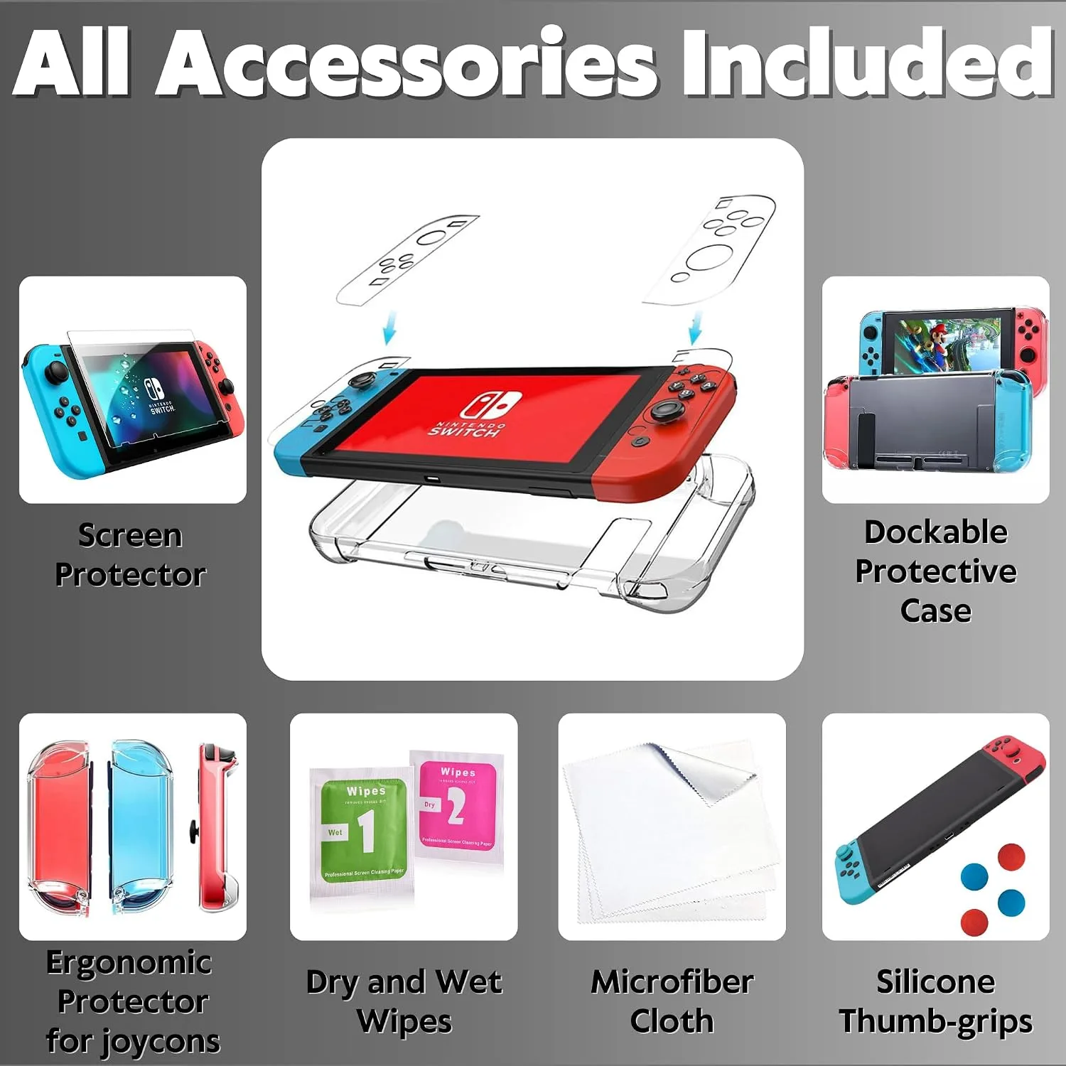 DreamController Limited Edition Genuine Leather Hard Shell Travel Case for Nintendo Switch with 10 Gamecard Slot with Back Protective Dockable Case, 2 Cover, 4 Thumbstick Cap & Screen Protector