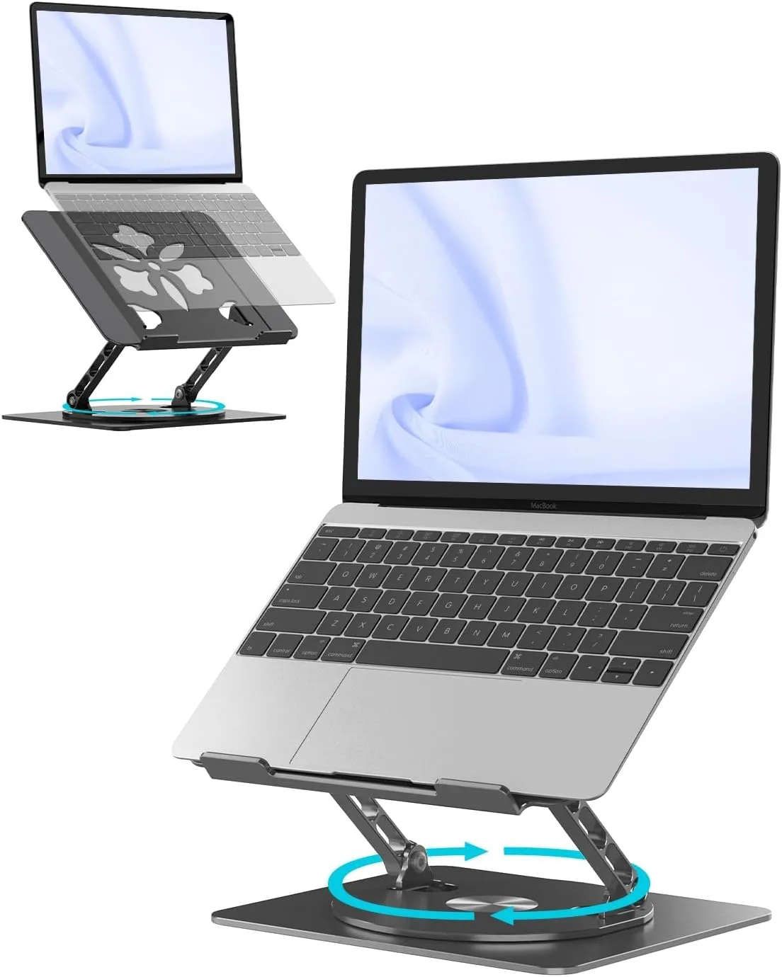 Base para laptop Aoviho 360° giratoria ajustable plegable aluminio 10-16 pulgadas negra