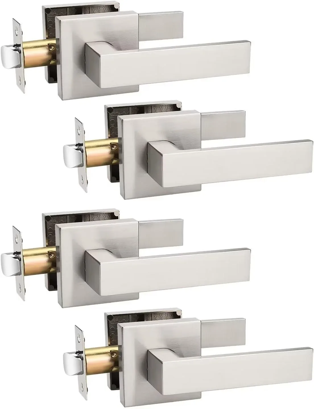 Manija para puerta Tinewa níquel cepillado juego de 4 piezas