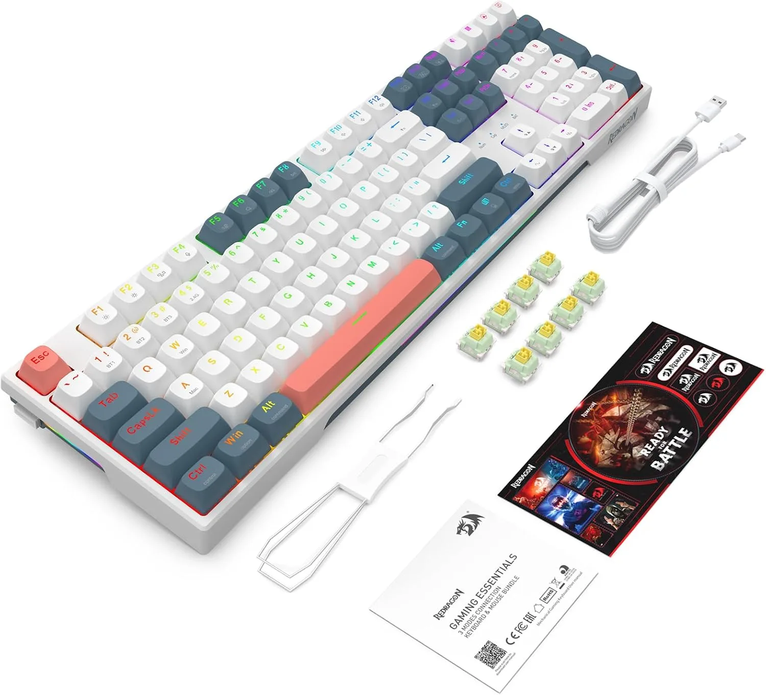Redragon K668 PRO Wireless 108-Key Gasket RGB Gaming Keyboard, 4 Hotkeys