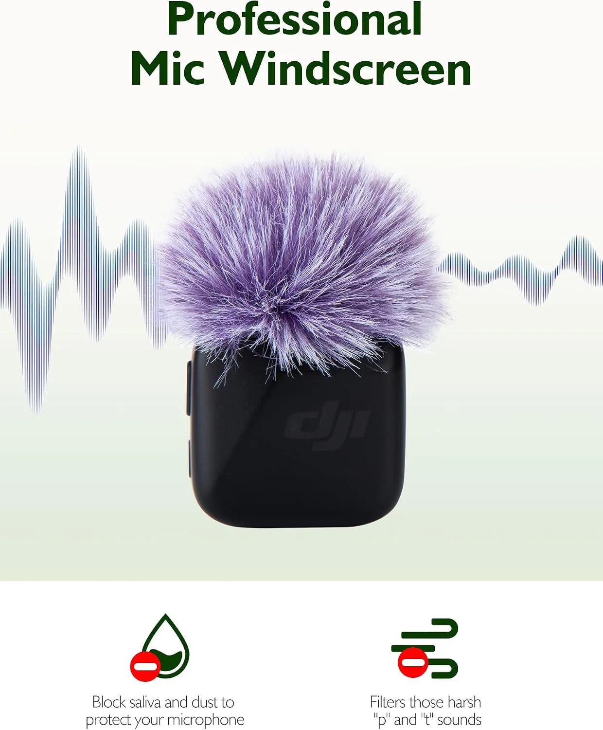 Microphone Windscreen for DJI Mic Mini - 2 Packs Furry Mic Wind Muff Cover Suitable for DJI Mini Reduce Wind Noise (Purple)