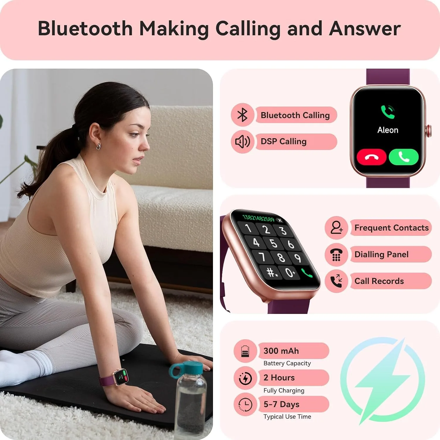 Smart Watch for Women Men, Smartwatch for iPhone & Android Bluetooth (Answer/Call) Built-in Alexa, 1.91" HD Fitness Tracker with 105+ Sport Modes, IP68 Waterproof, Sleep/Heart Rate/Stress Monitor