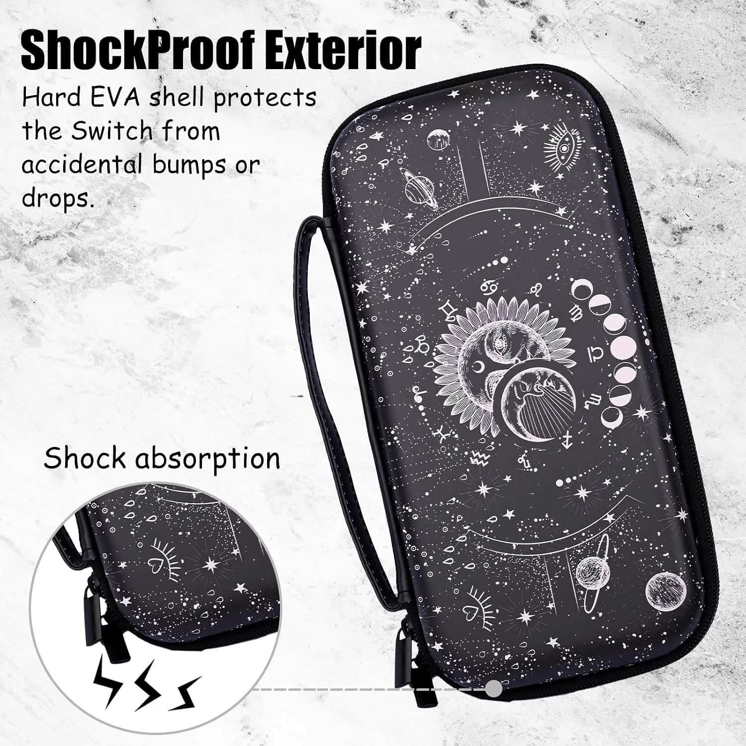 WtallasiSei Constellation Magic Moon Sun Carry Case Compatible With Nintendo Switch Lite And Switch Oled, Hard Portable Travel Storage Bag For Accessories Console