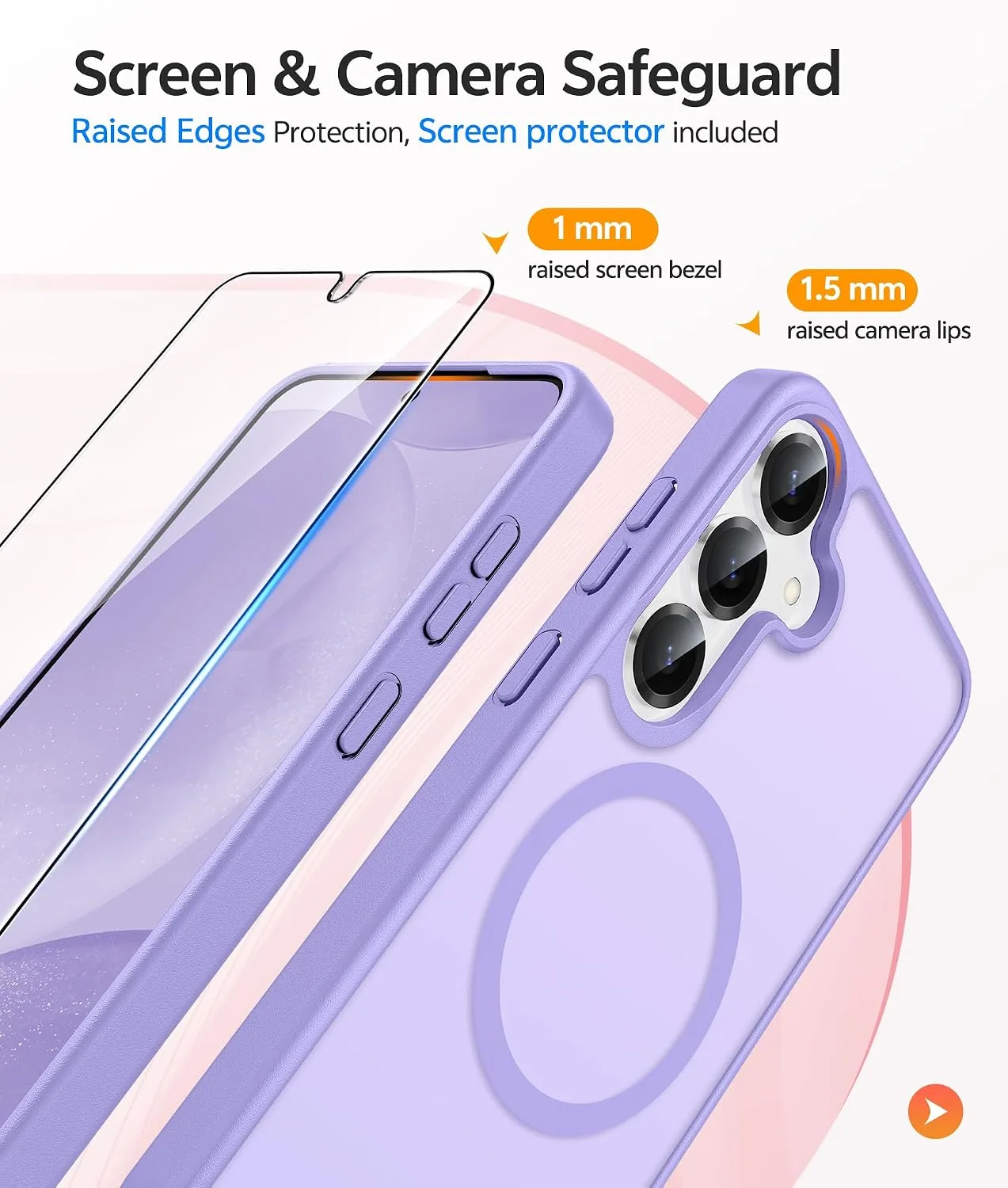 FNTCASE for Samsung Galaxy S25/S24 Case, Fit for Magsafe,Light Purple
